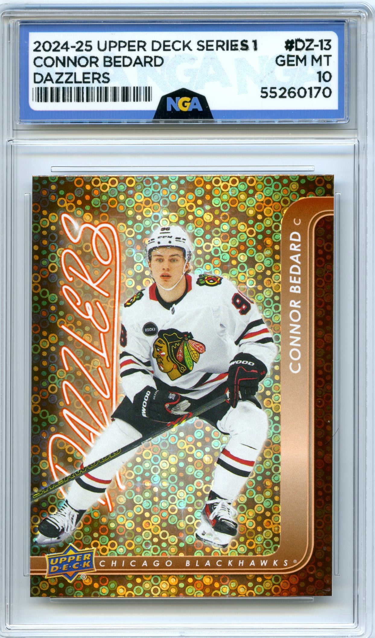 2024-25 Upper Deck #DZ-13 Connor Bedard Dazzlers Orange NGA 10