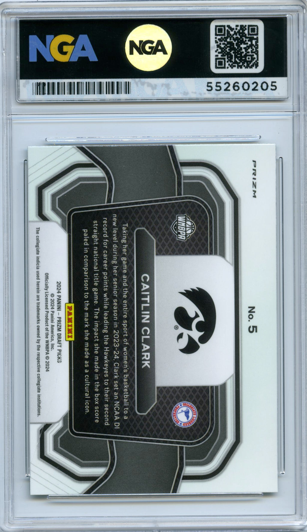 2024 Panini Prizm Draft Picks #5 Caitlin Clark Campus Legends Green NGA 10