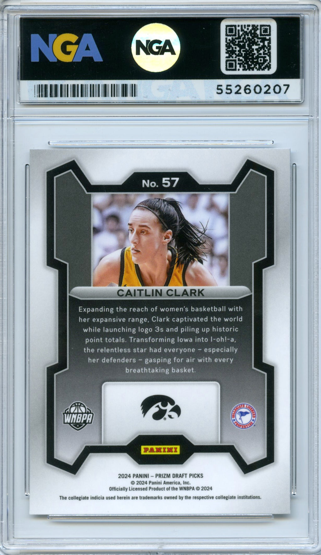 2024 Panini Prizm Draft Picks #57 Caitlin Clark NGA 10