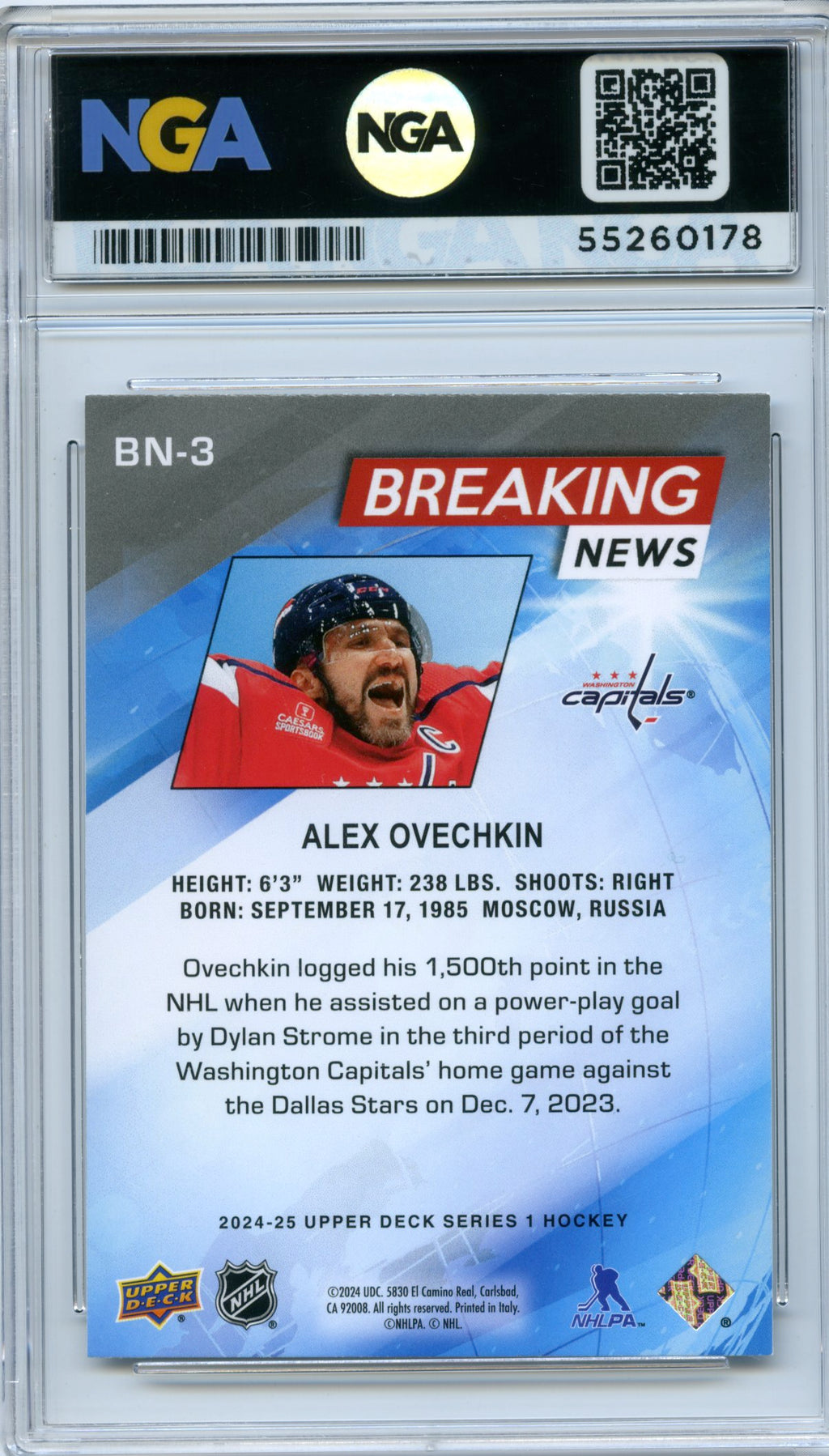 2024-25 Upper Deck #BN-3 Alex Ovechkin Breaking News NGA 10