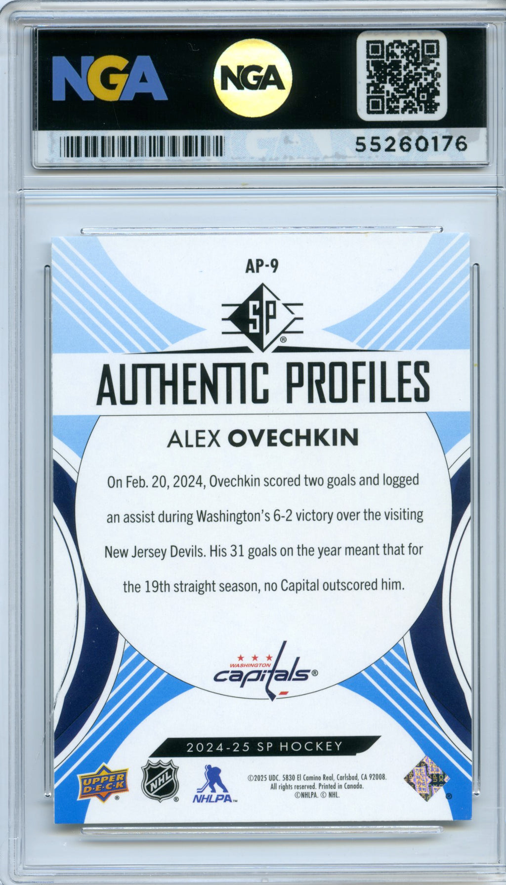 2024-25 SP #AP-9 Alex Ovechkin Authentic Profiles NGA