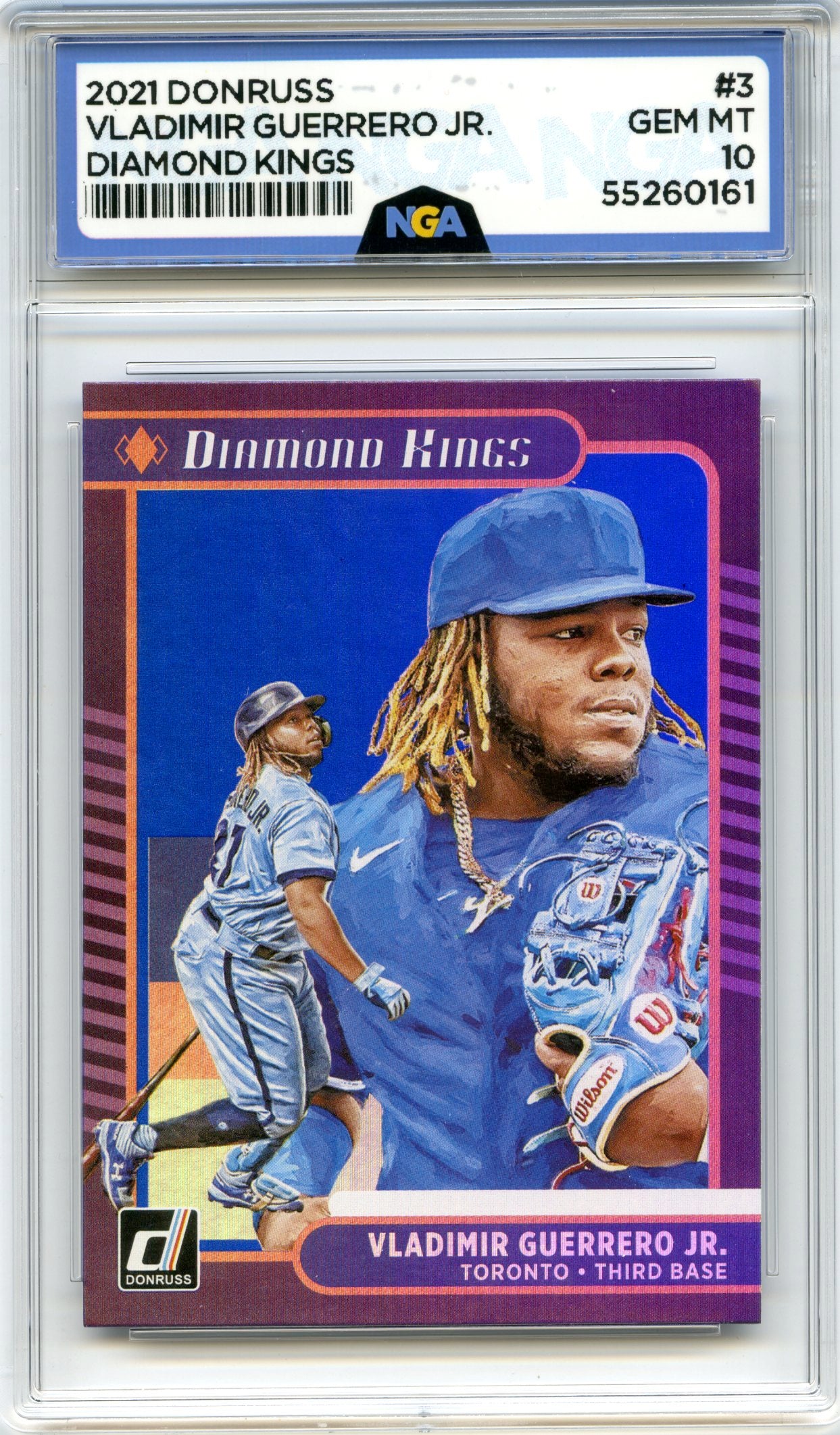 2021 Donruss #3 Vladimir Guerrero Jr. Holo Purple NGA 10