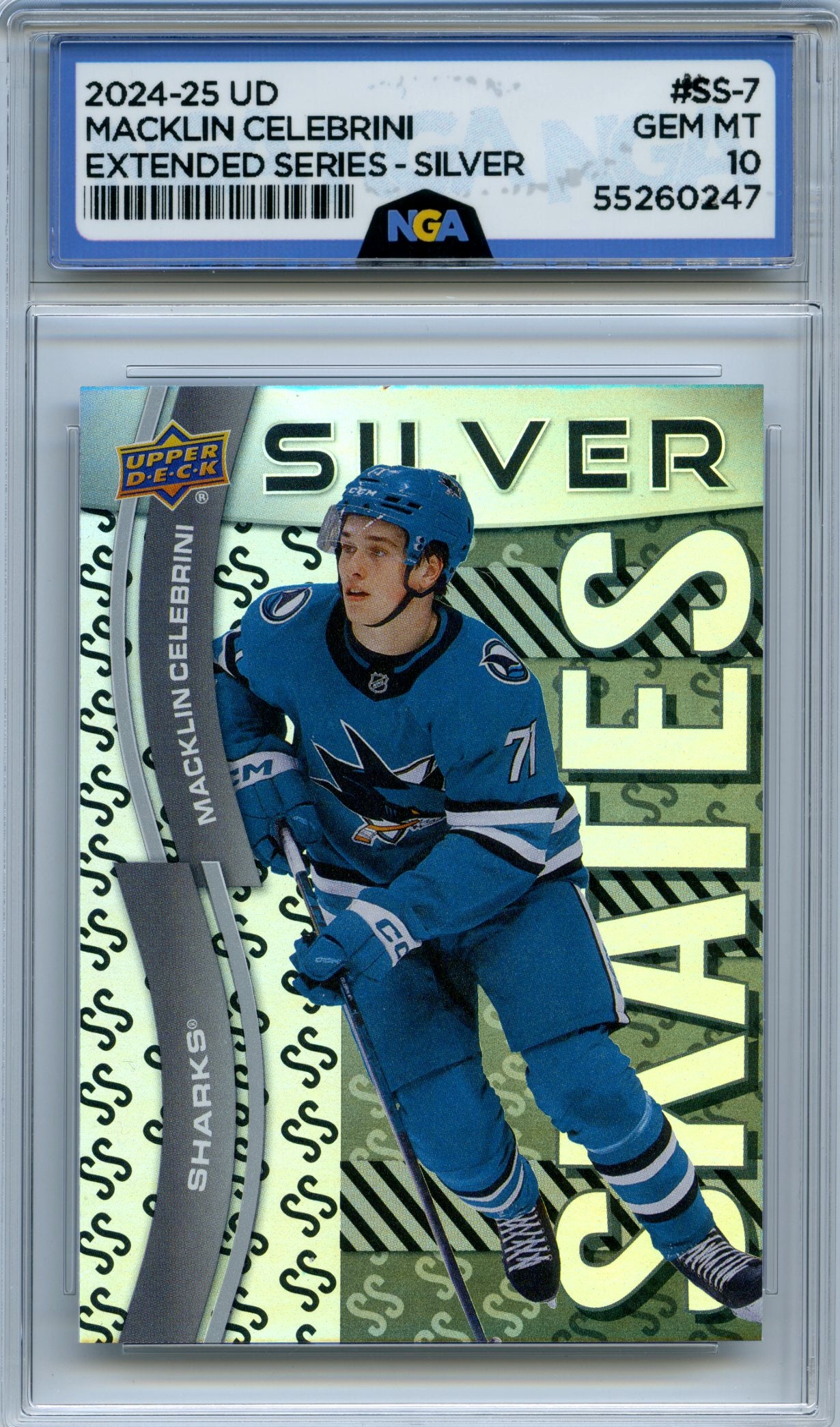 2024-25 Upper Deck #SS-7 Macklin Celebrini Silver Skates NGA 10