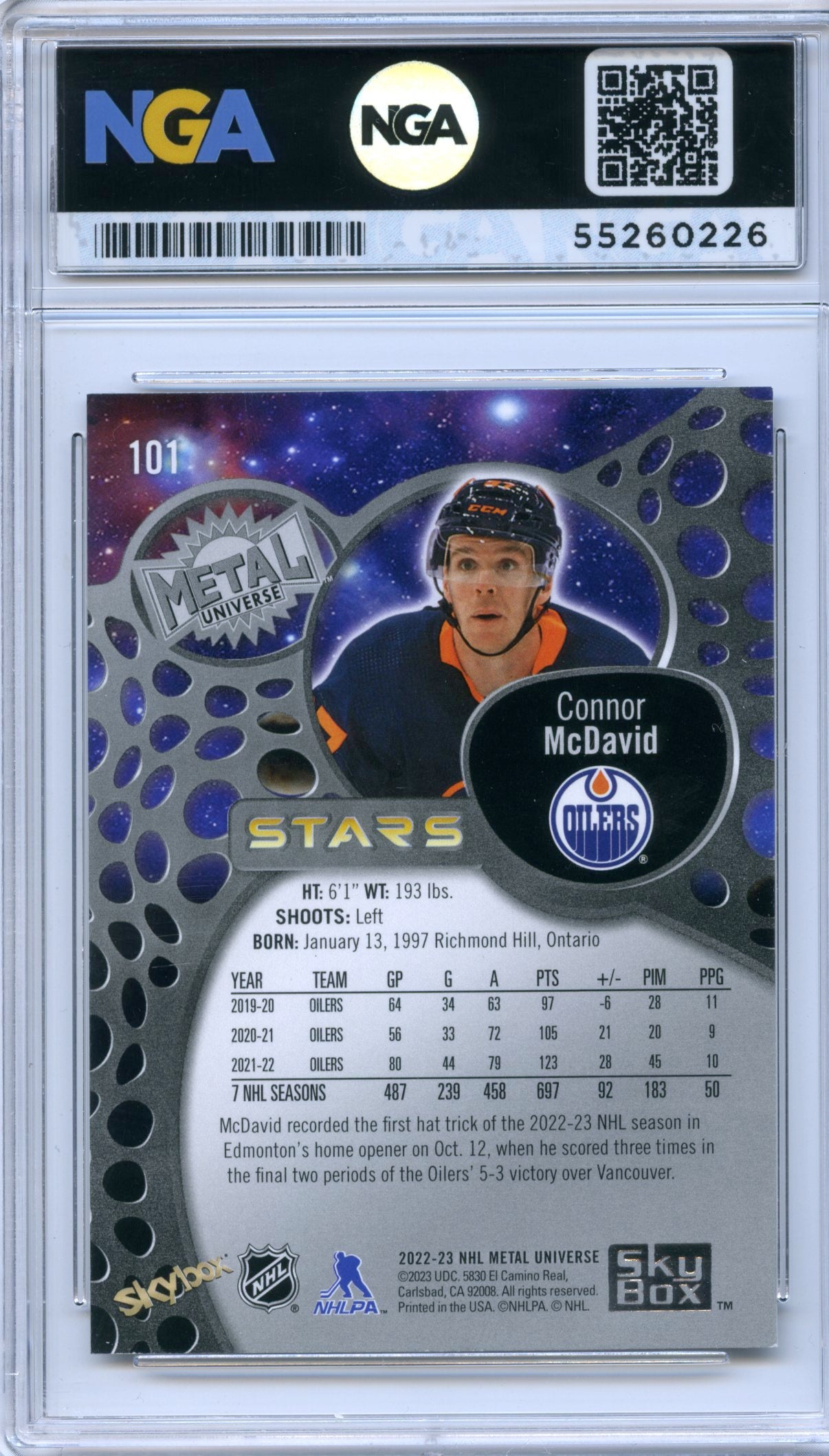 2022-23 SkyBox Metal Universe #101 Connor McDavid NGA 10