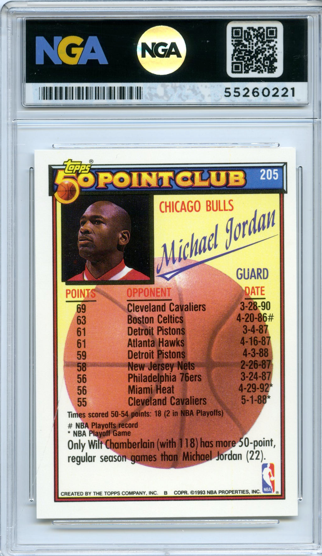 1992-93 Topps #205 Michael Jordan NGA 10