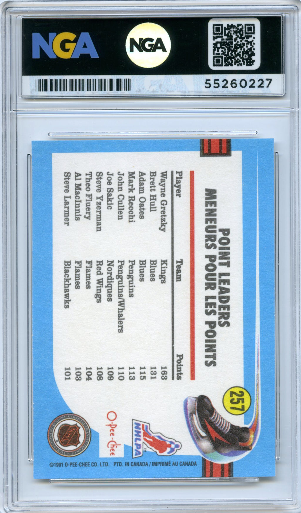 1991-92 O-Pee-Chee #257 Wayne Gretzky NGA 10