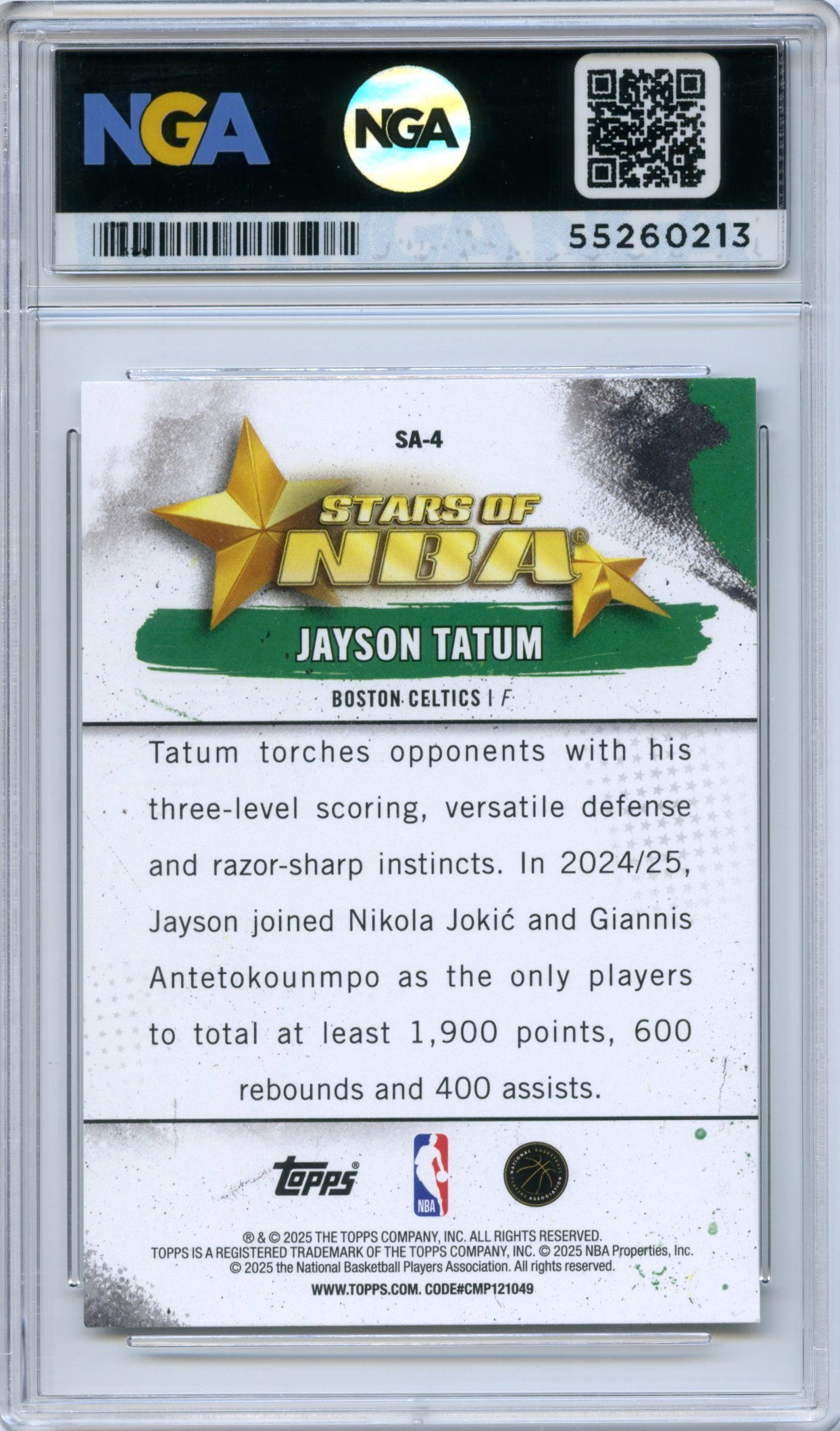 2025-26 Topps #SA-4 Jayson Tatum Stars of the NBA NGA 10