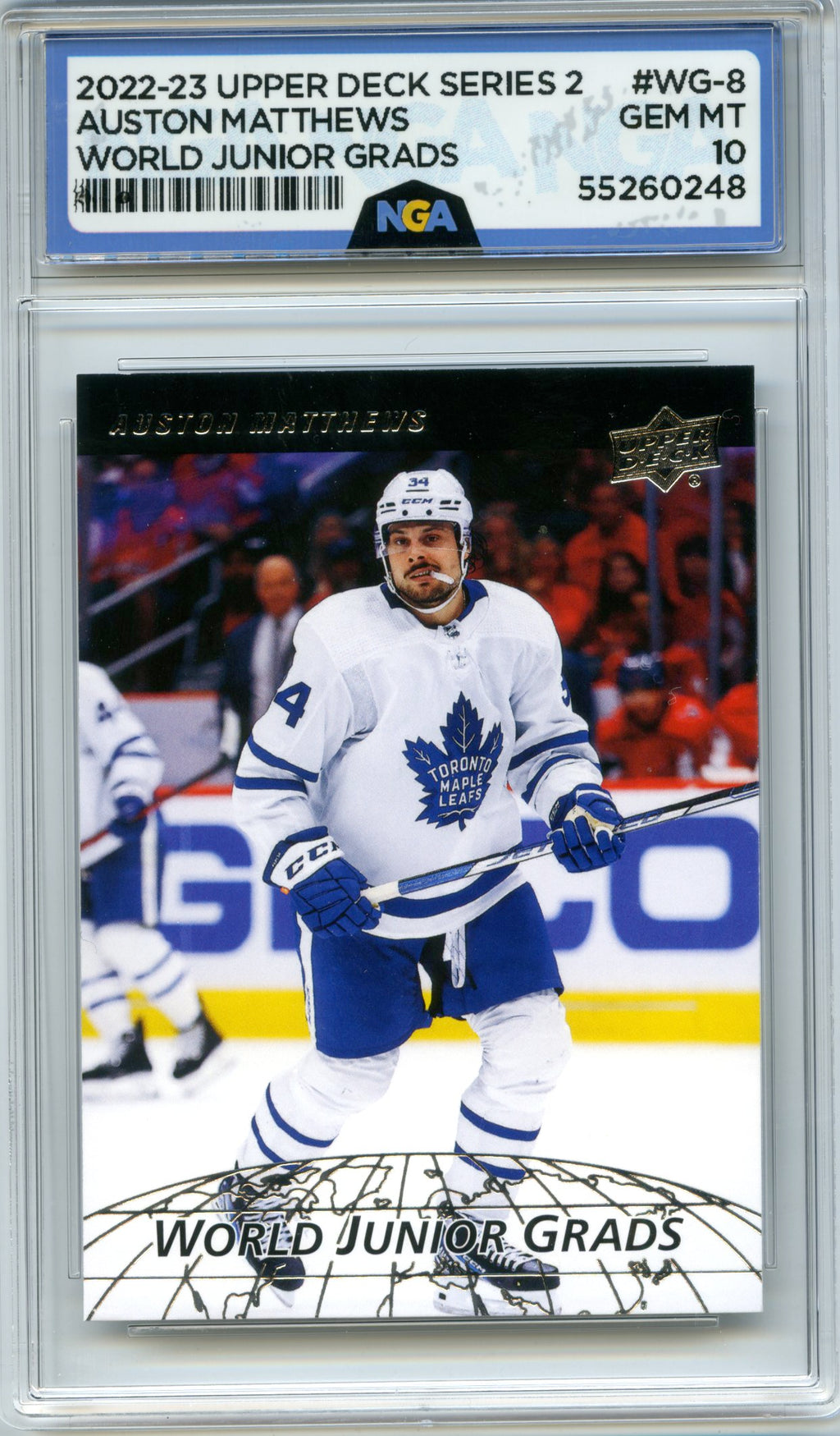 2022-23 Upper Deck #WG-8 Auston Matthews World Junior Grads Gold NGA 10