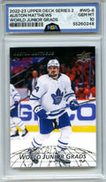 2022-23 Upper Deck #WG-8 Auston Matthews World Junior Grads Gold NGA 10