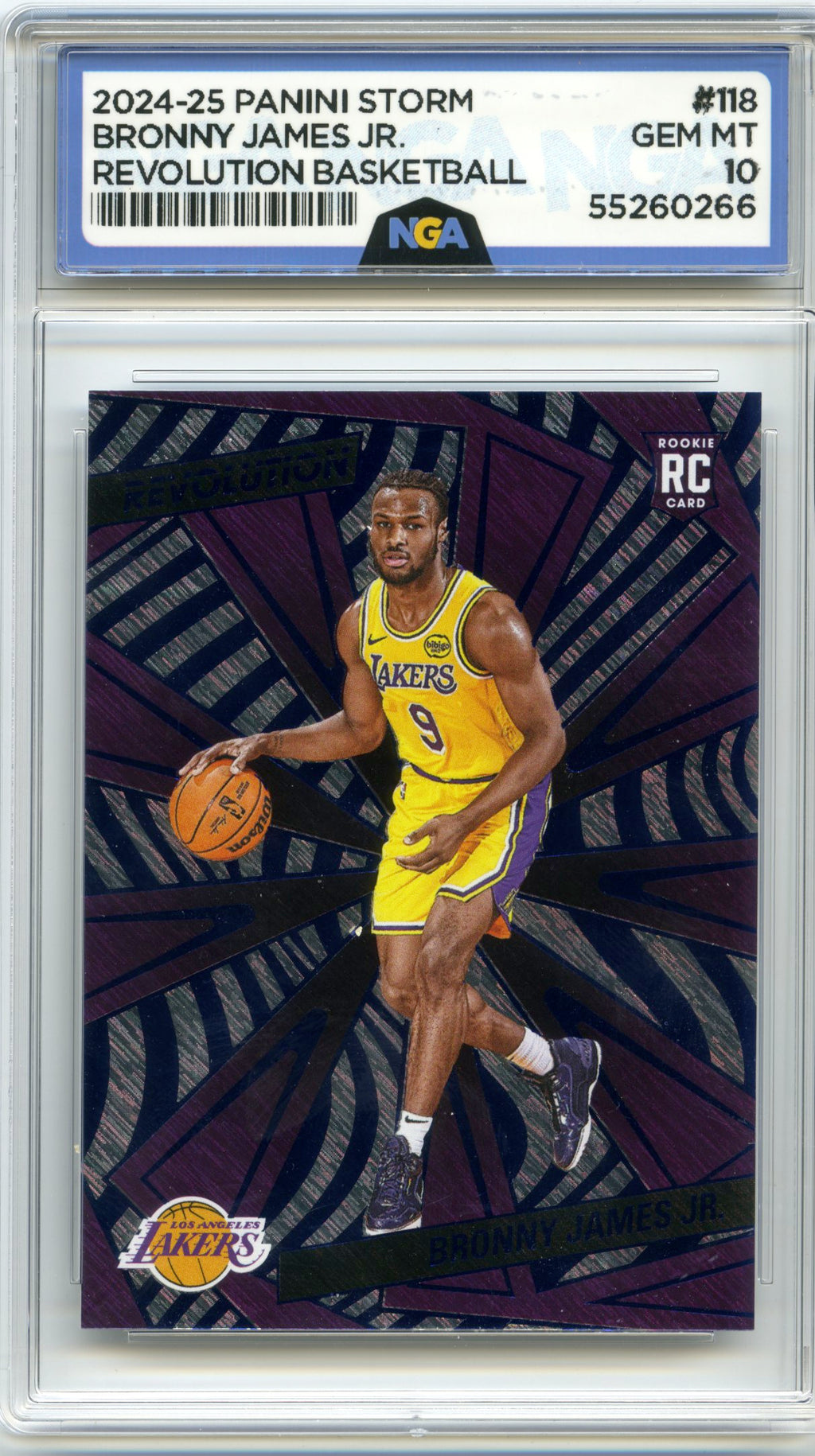 2024-25 Panini Revolution #118 Bronny James Jr. Blue Storm NGA 10