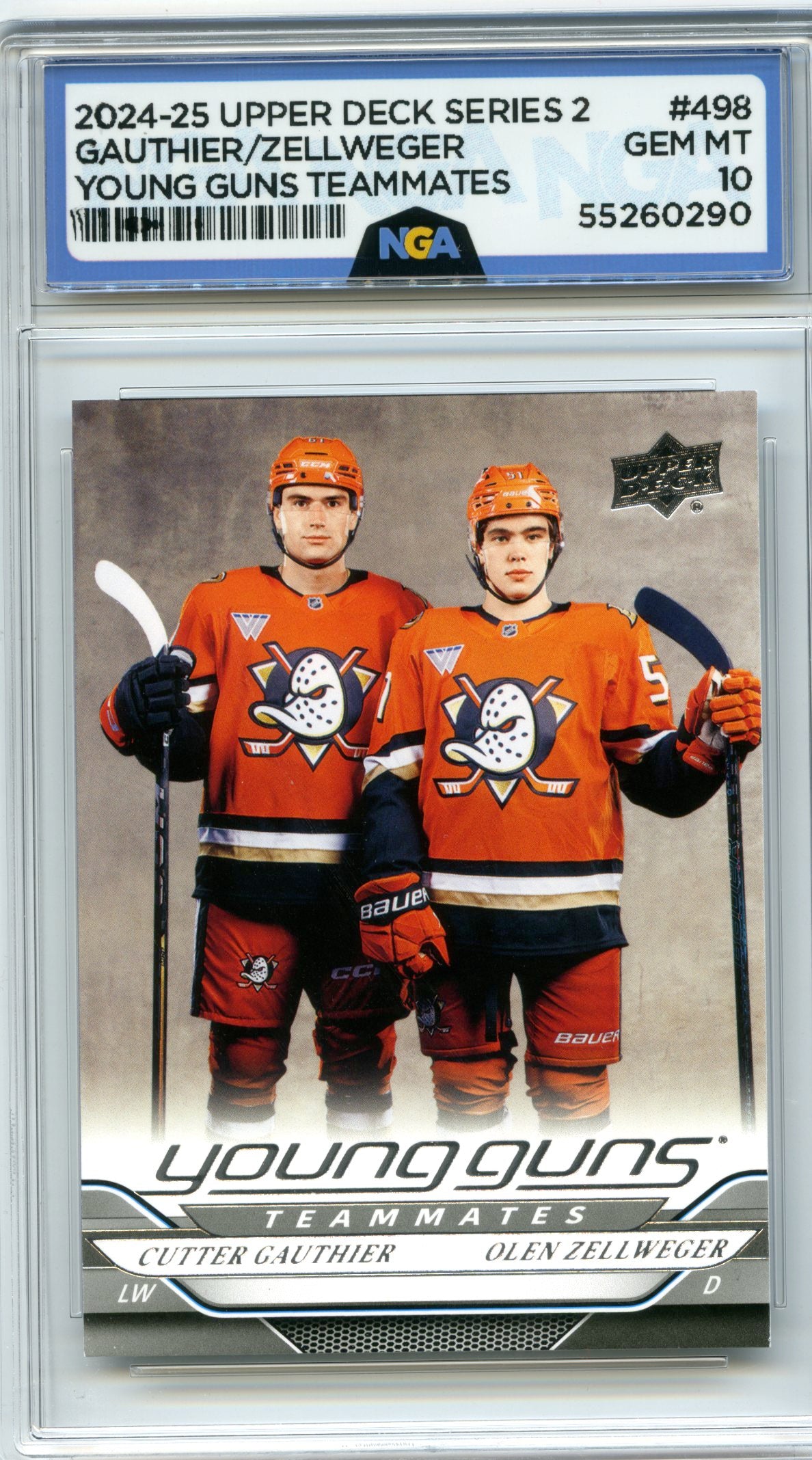 2024-25 Upper Deck #498 Olen Zellweger / Cutter Gauthier Deluxe NGA 10 #/250