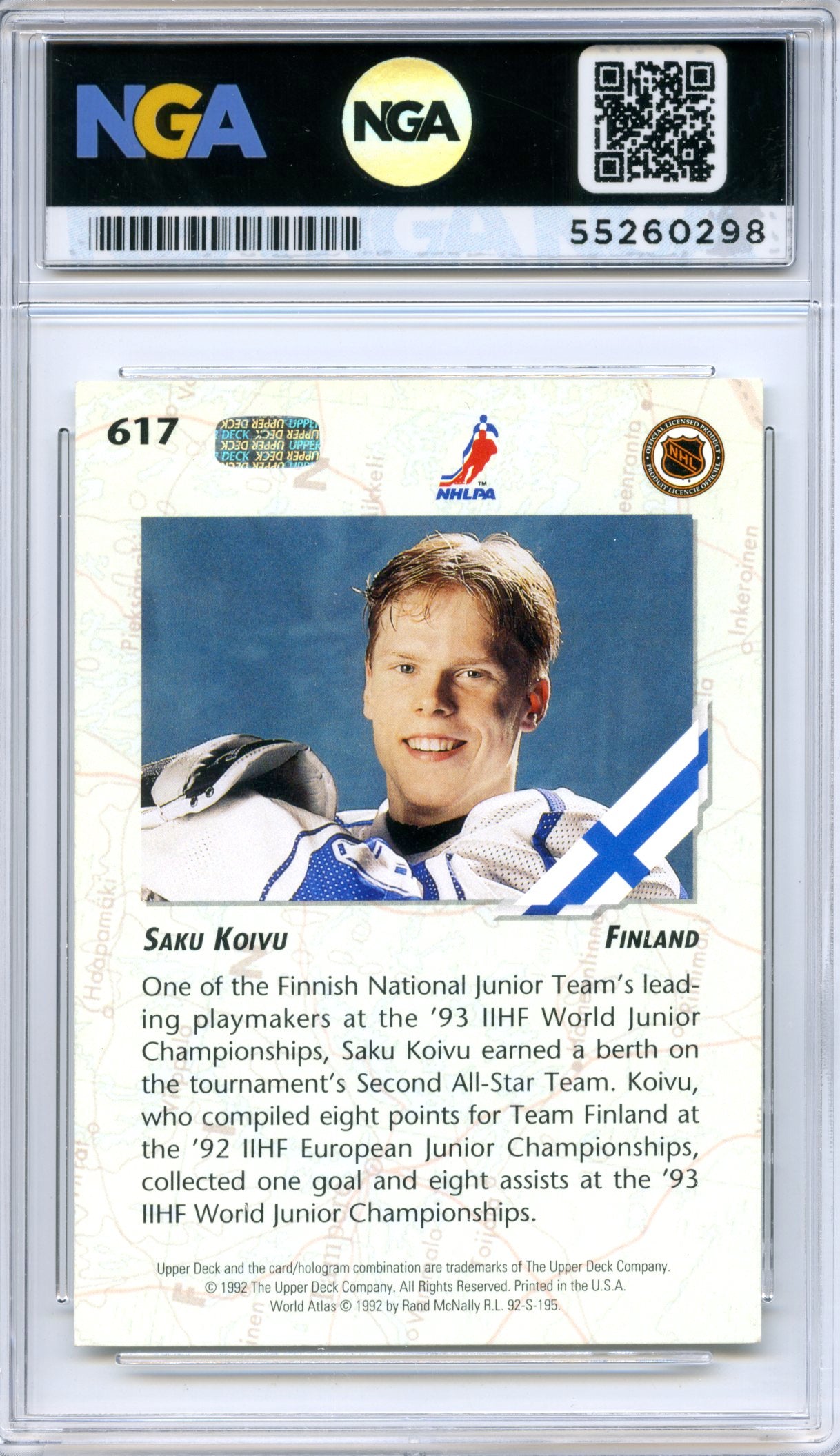 1992-93 Upper Deck #617 Saku Koivu NGA 10