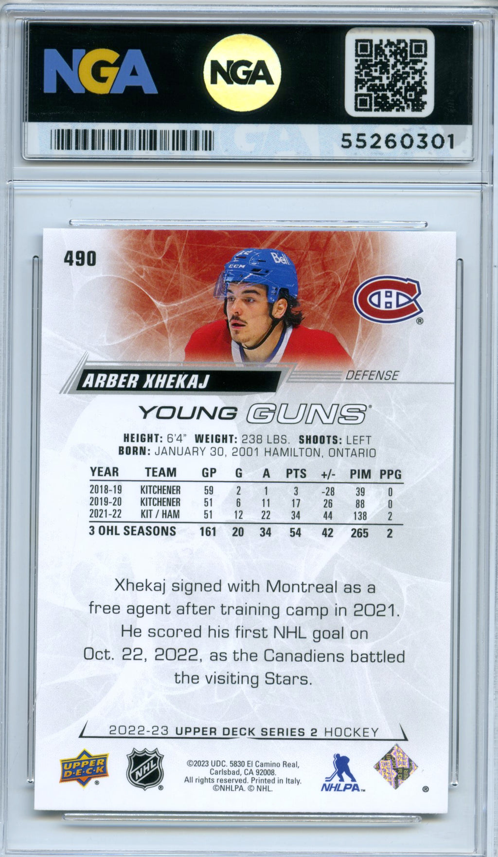 2022-23 Upper Deck #490 Arber Xhekaj NGA 10