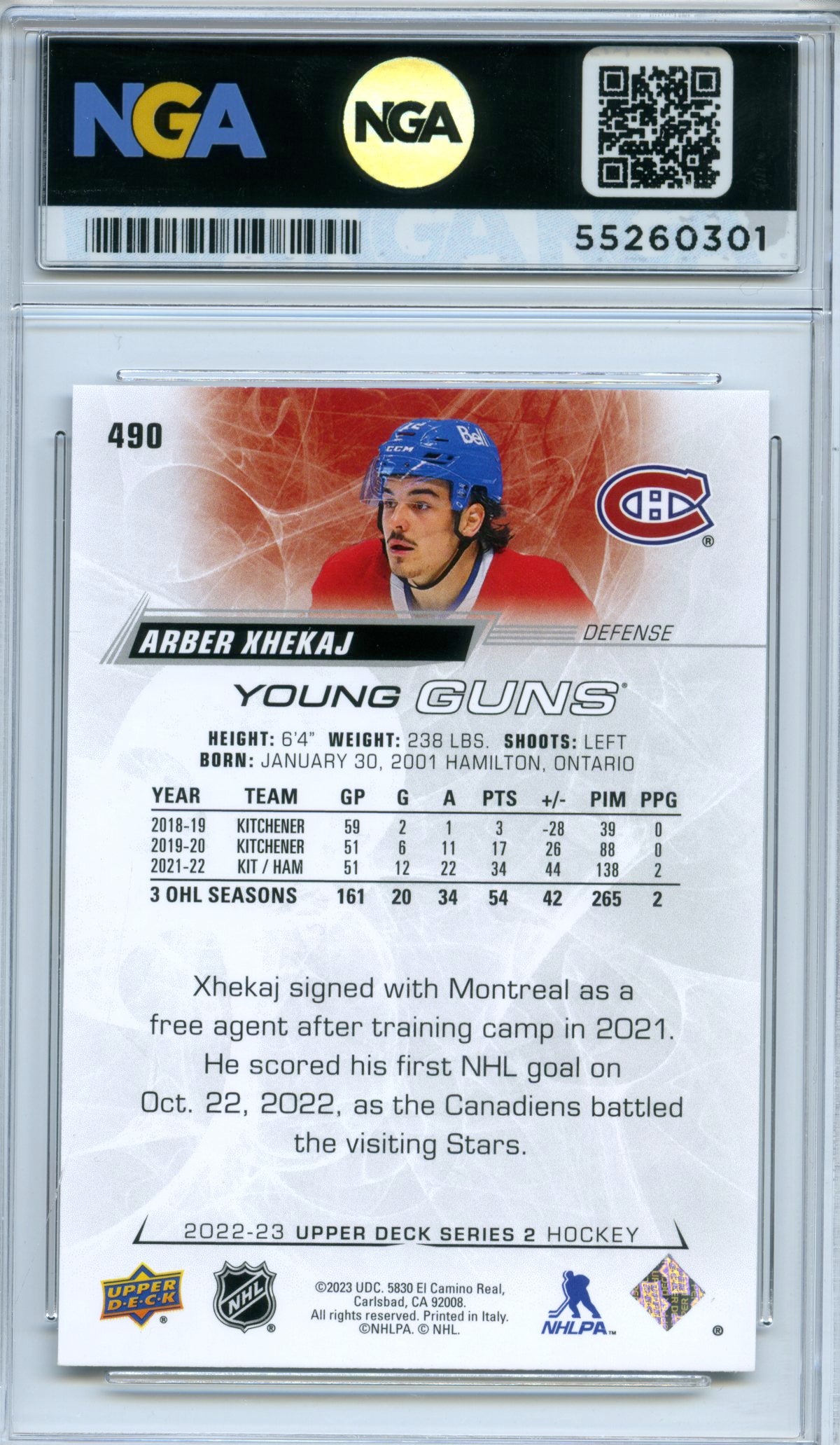 2022-23 Upper Deck #490 Arber Xhekaj NGA 10