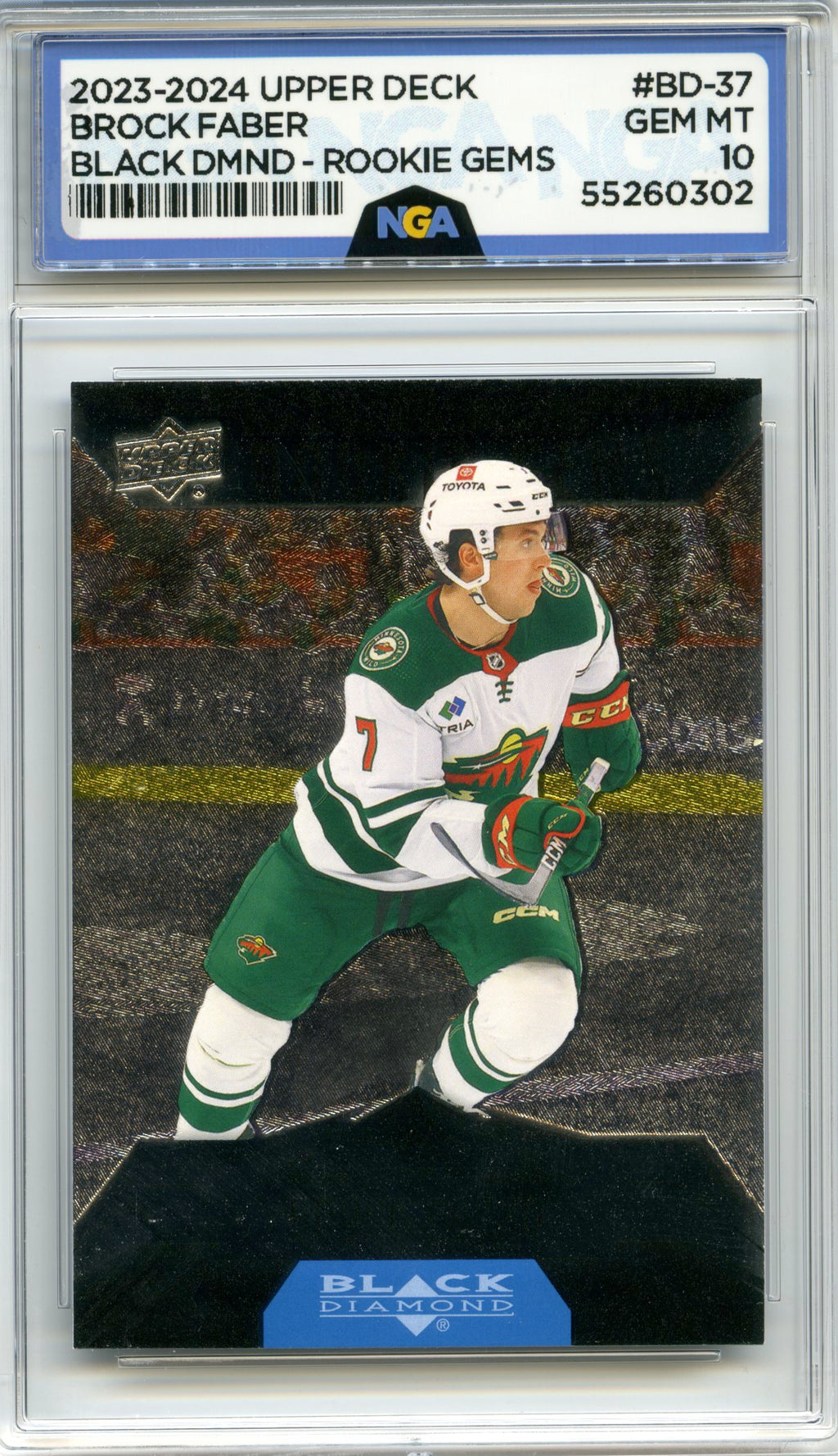 2023-24 Upper Deck #BD-37 Brock Faber 2007-08 Black Diamond Retros NGA 10