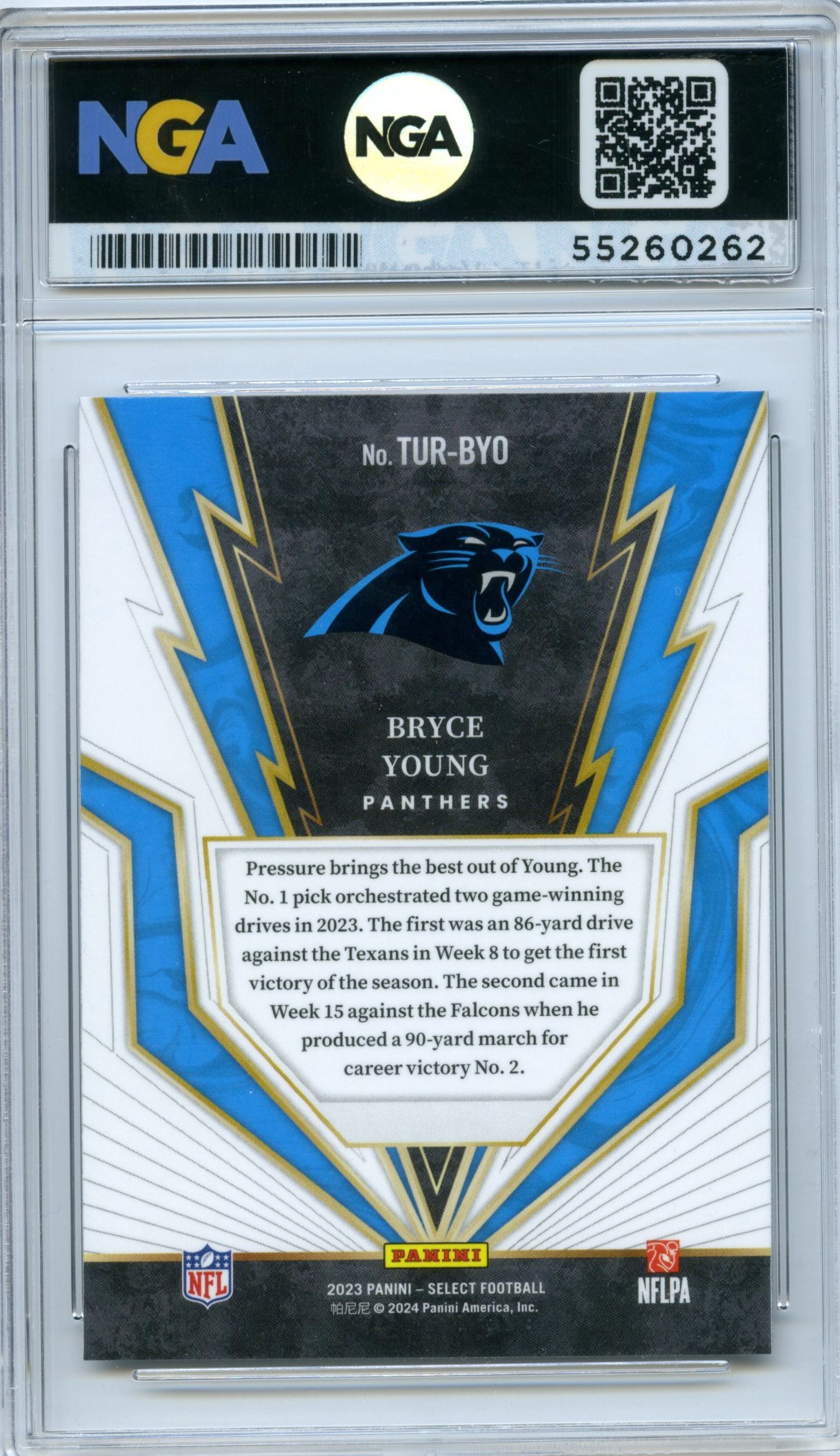2023 Panini Select #TUR-BYO Bryce Young Turbocharged NGA 10
