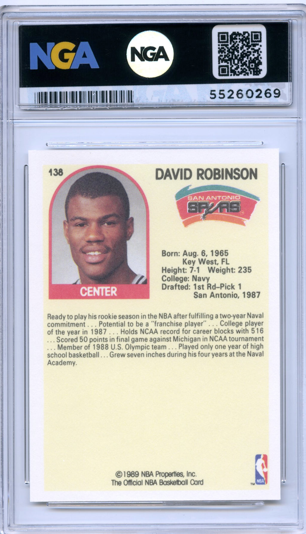 1989-90 Hoops #138 David Robinson NGA 10