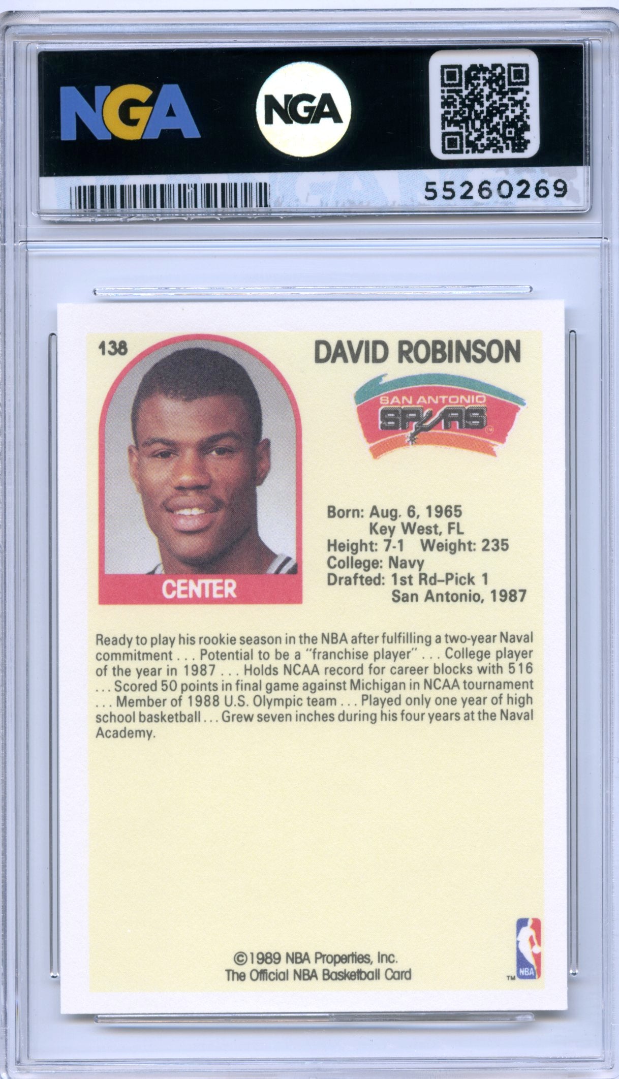 1989-90 Hoops #138 David Robinson NGA 10