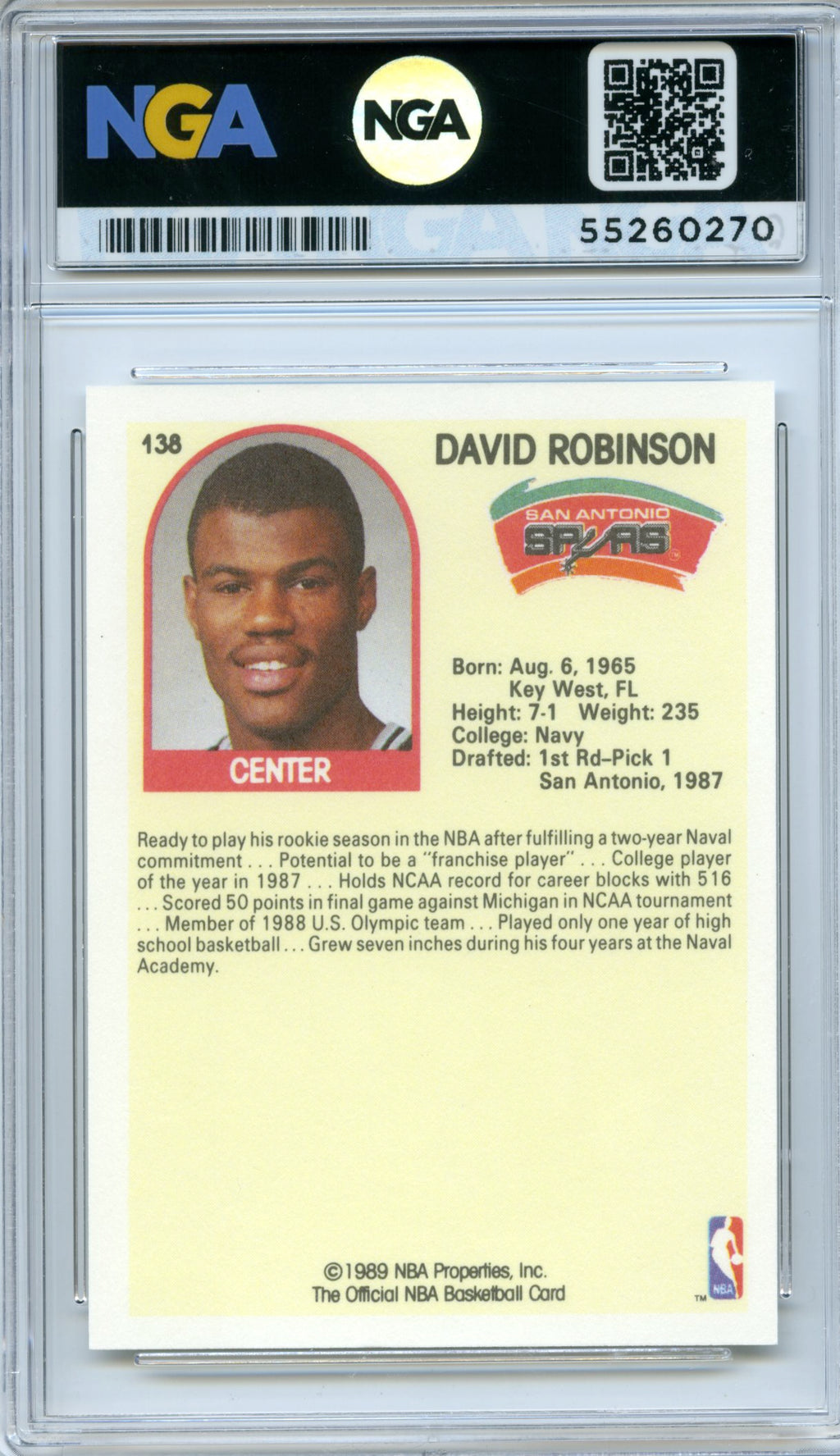 1989-90 Hoops #138 David Robinson NGA 10