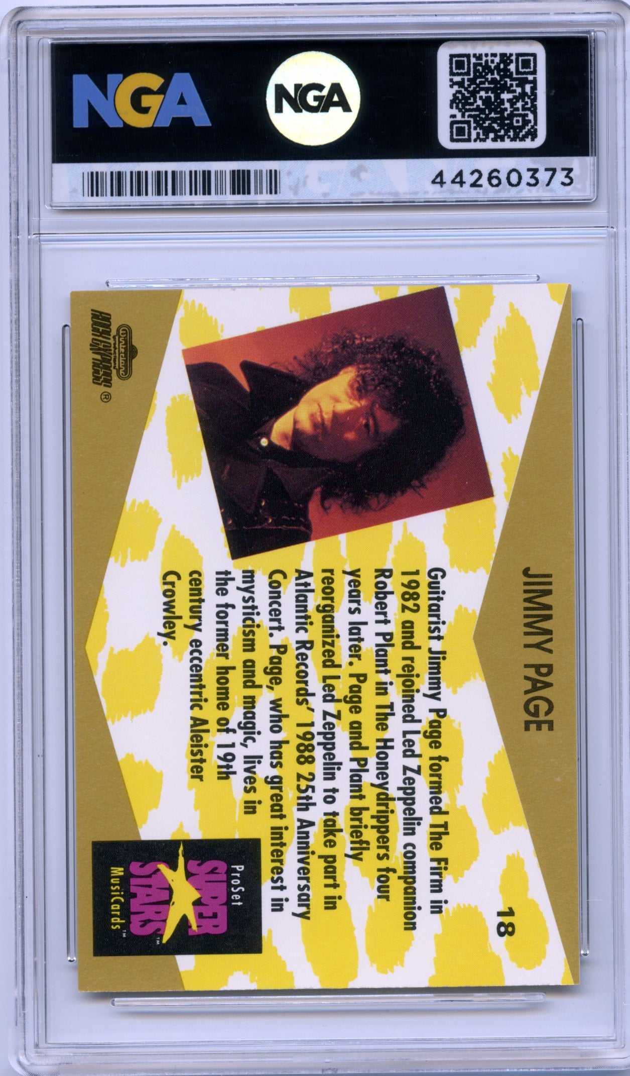 1991 Pro Set SuperStars MusiCards #18a Jimmy Page NGA 9.5