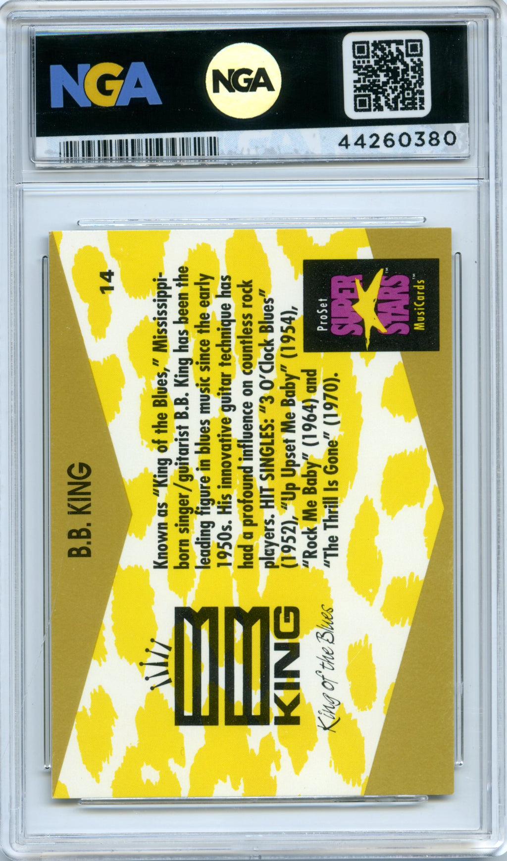1991 Pro Set SuperStars MusiCards #14 B.B. King NGA 9.5
