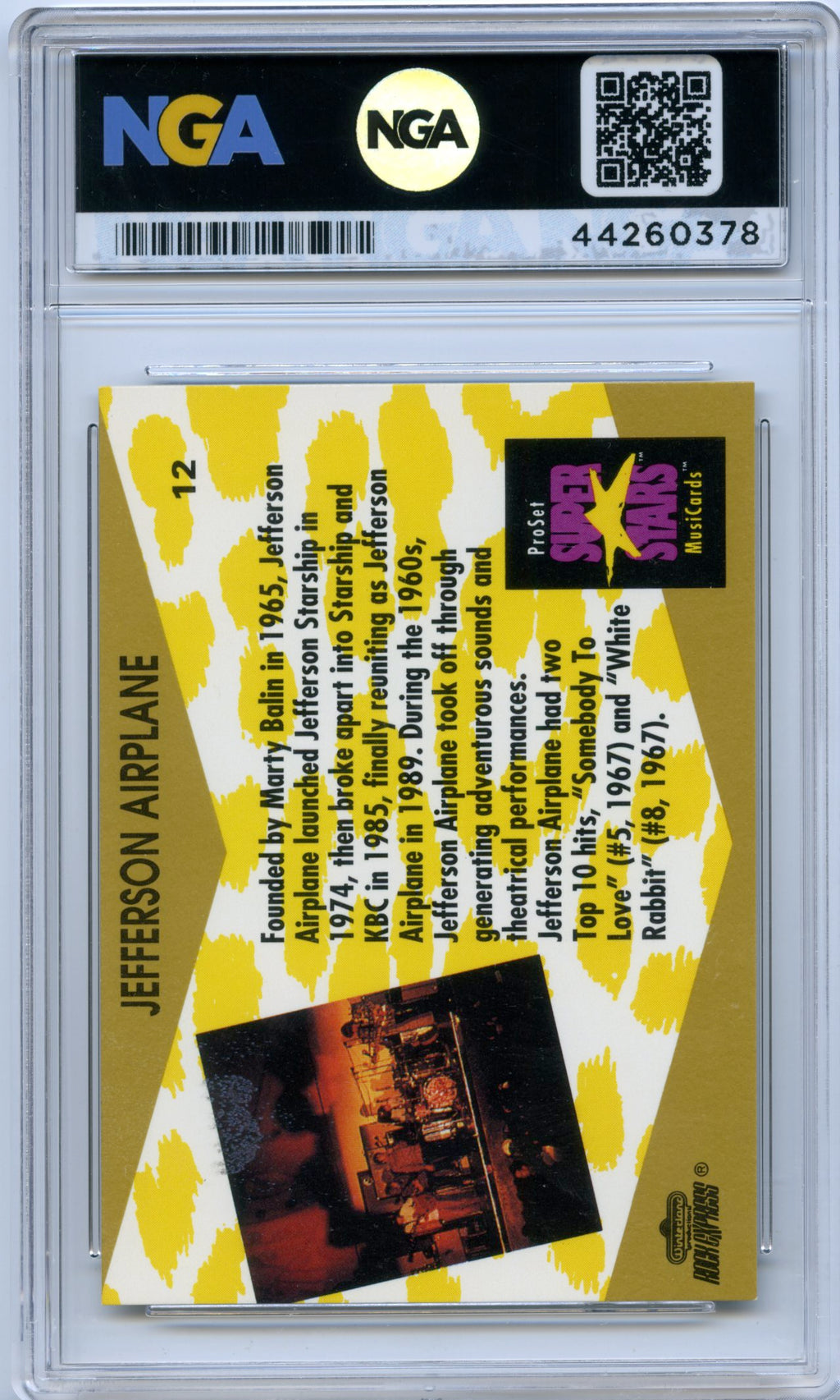1991 Pro Set SuperStars MusiCards #12 Jefferson Airplane NGA 9.5