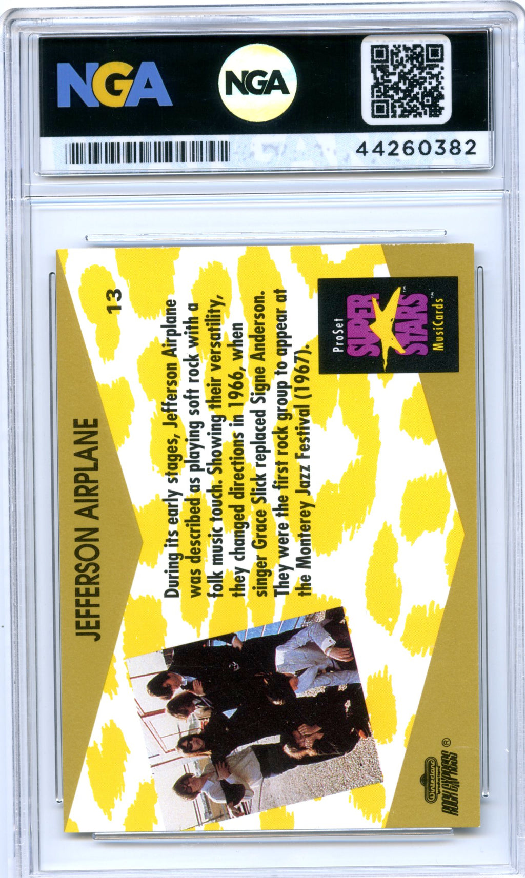 1991 Pro Set SuperStars MusiCards #13 Jefferson Airplane NGA 10
