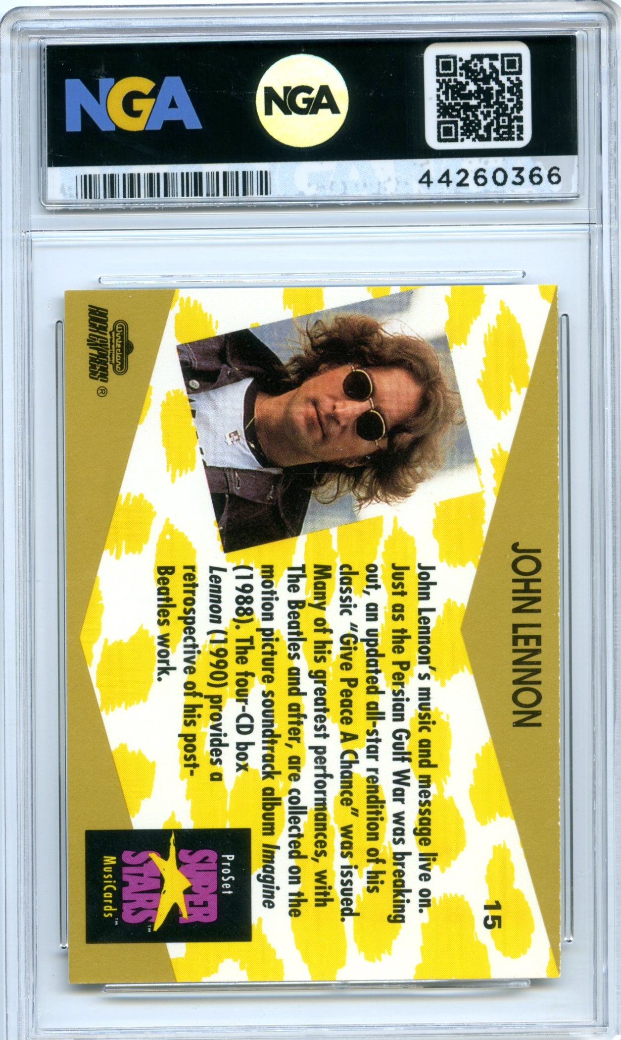 1991 Pro Set SuperStars MusiCards #15a John Lennon NGA 10