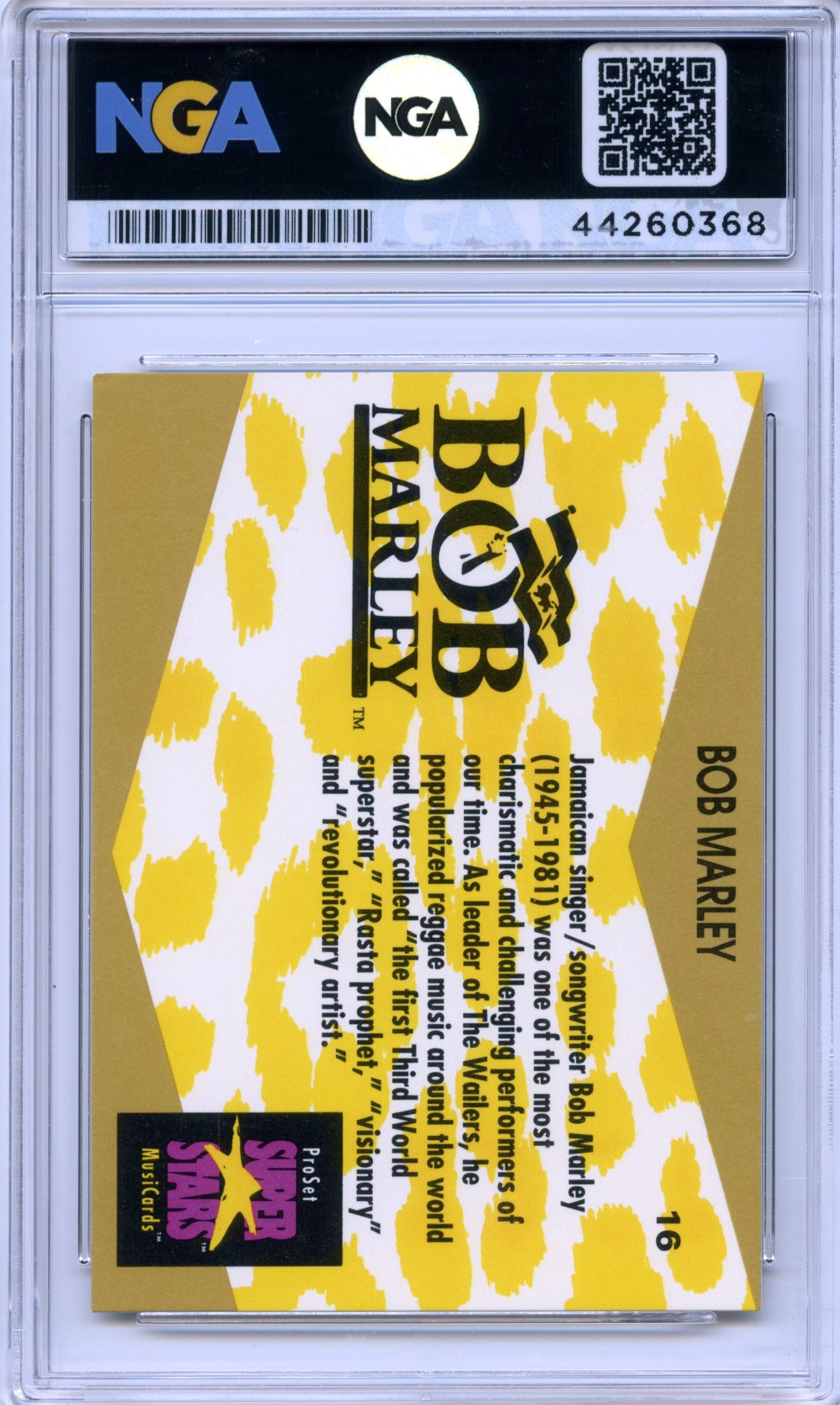 1991 Pro Set SuperStars MusiCards #16 Bob Marley NGA 10