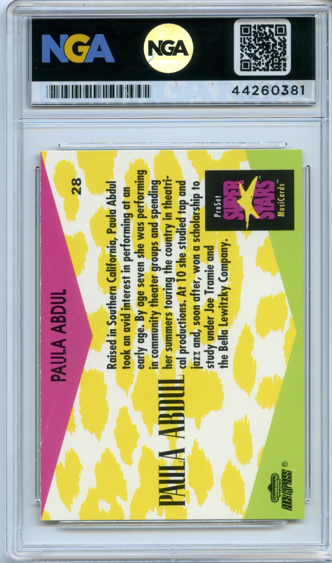 1991 Pro Set SuperStars MusiCards #28 Paula Abdul NGA 10