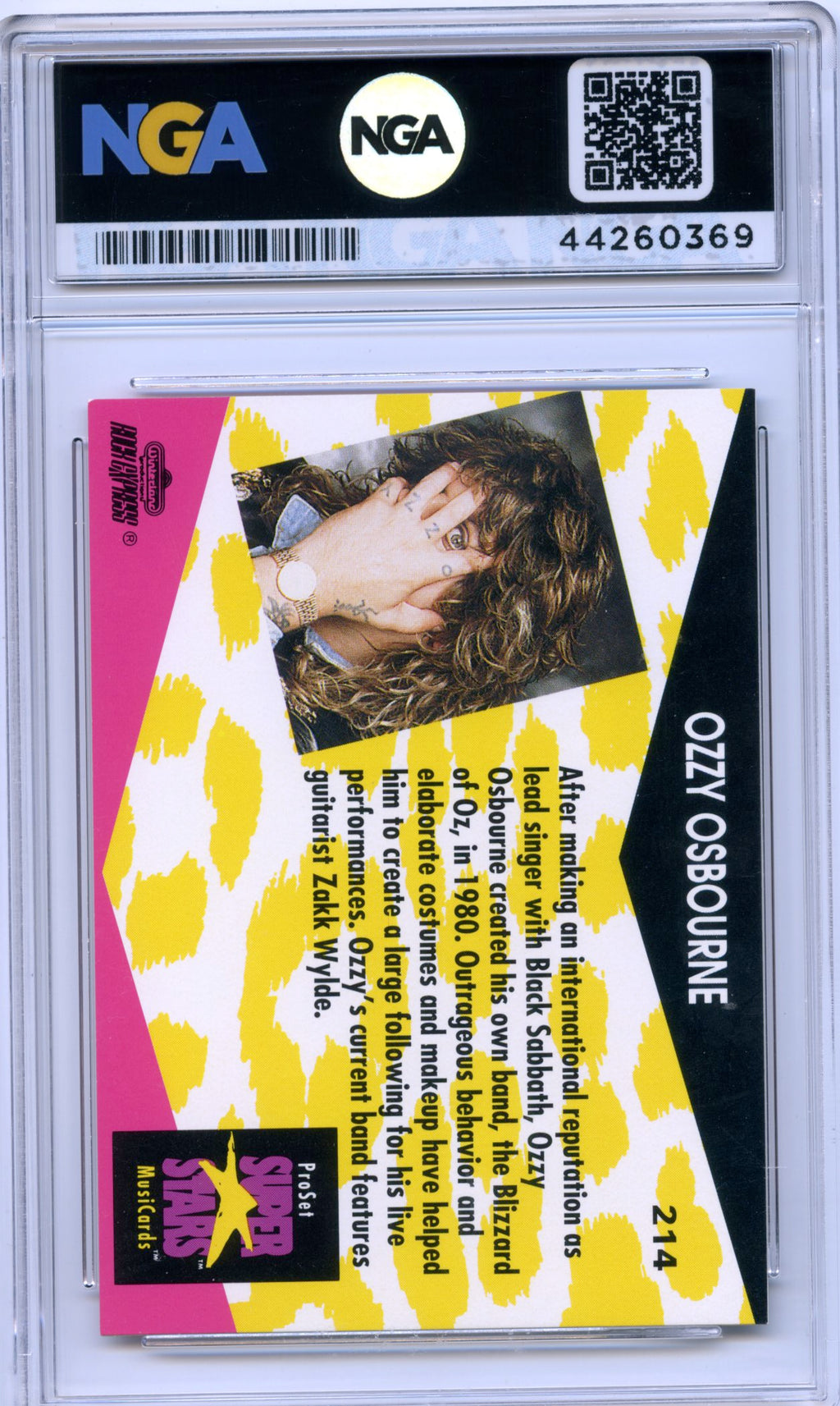 1991 Pro Set SuperStars MusiCards #214 Ozzy Osbourne NGA 9.5