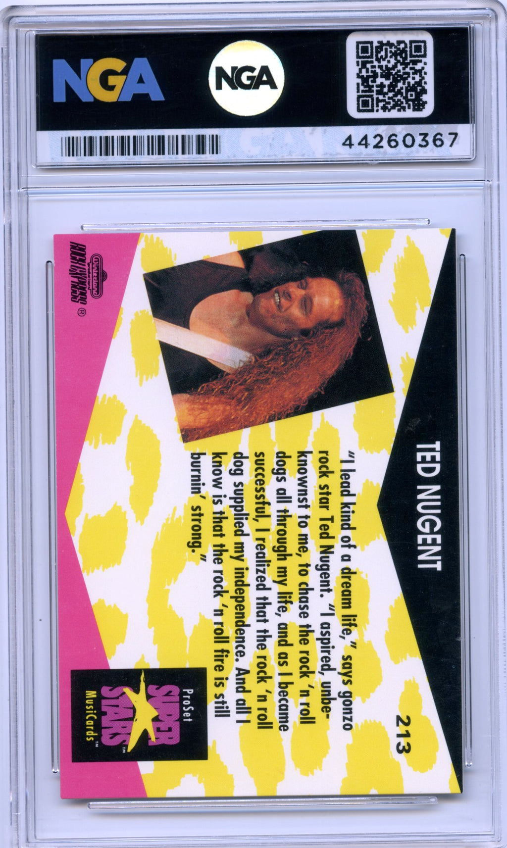 1991 Pro Set SuperStars MusiCards #213 Ted Nugent NGA 10