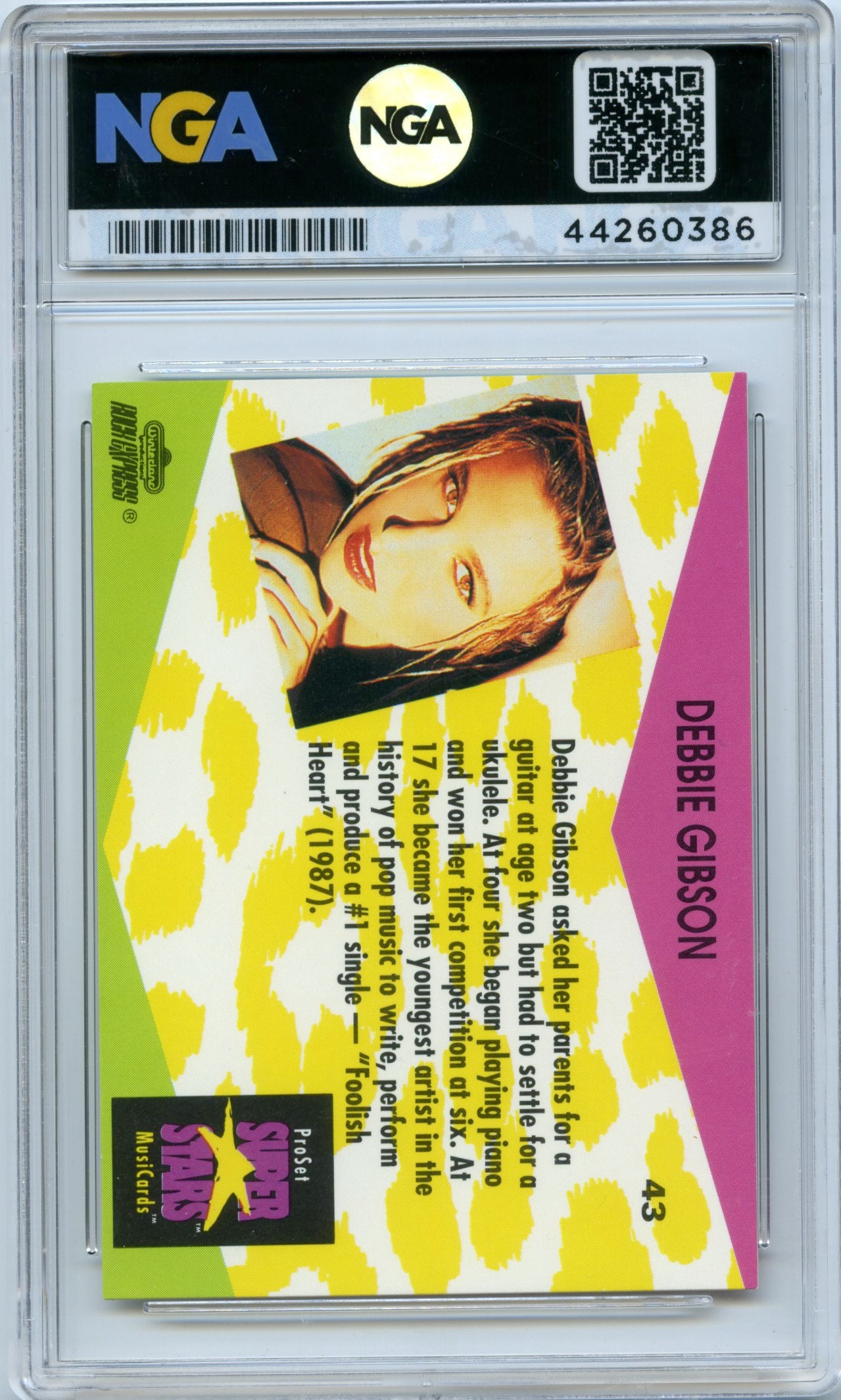 1991 Pro Set SuperStars MusiCards #43a Debbie Gibson NGA 9.5
