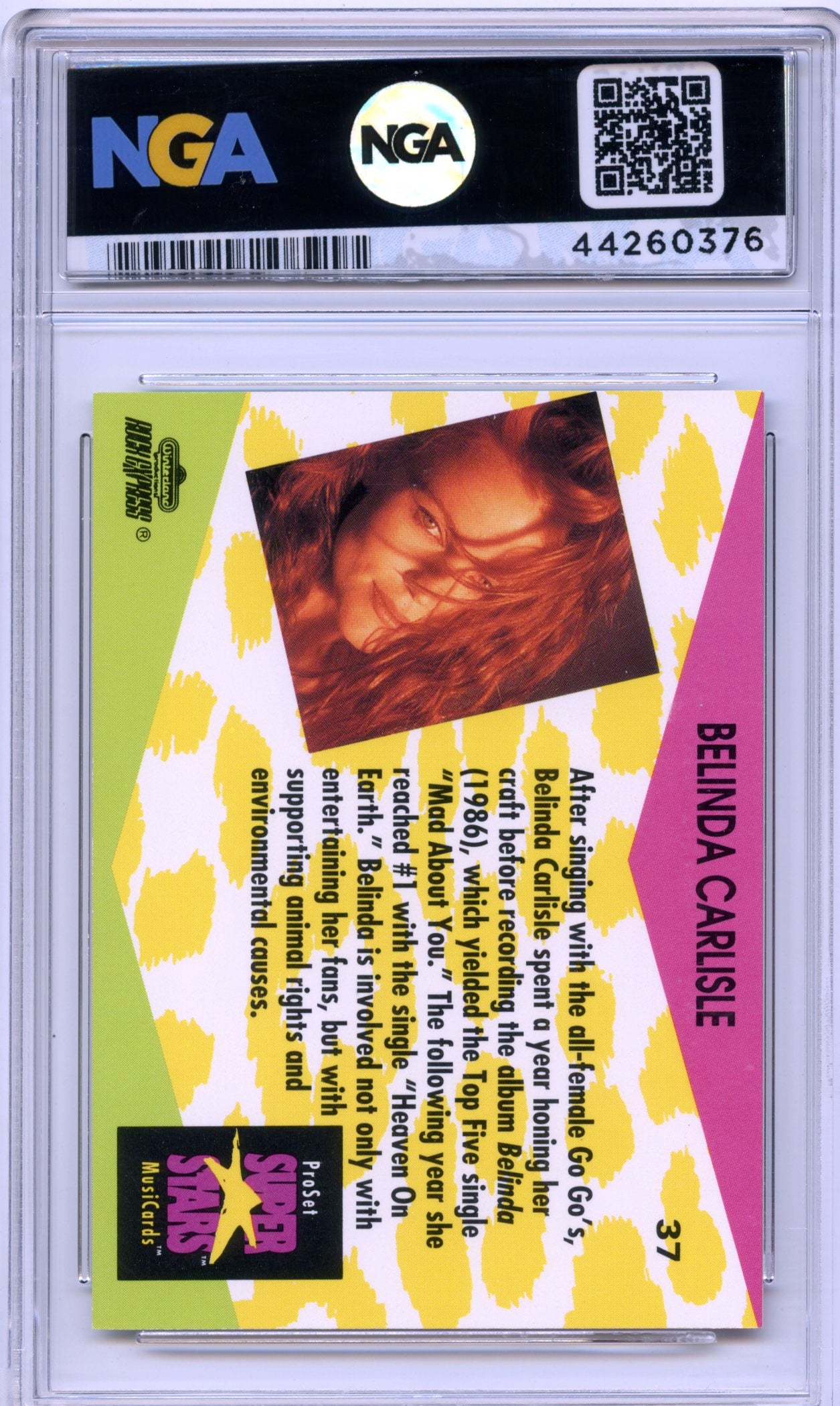 1991 Pro Set SuperStars MusiCards #37 Belinda Carlisle NGA 10