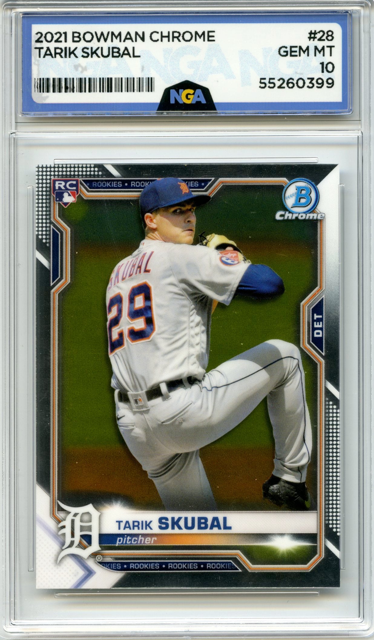 2021 Bowman Chrome Sapphire Edition #28 Tarik Skubal NGA 10