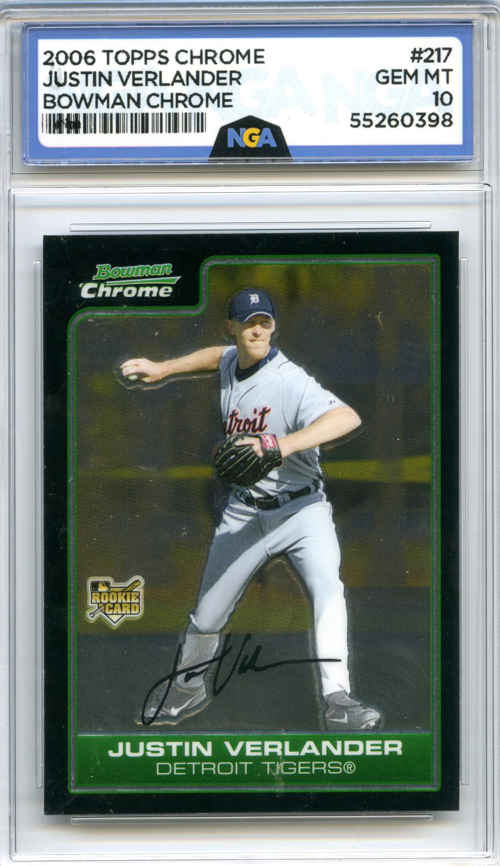 2006 Bowman Chrome #217 Justin Verlander NGA 10