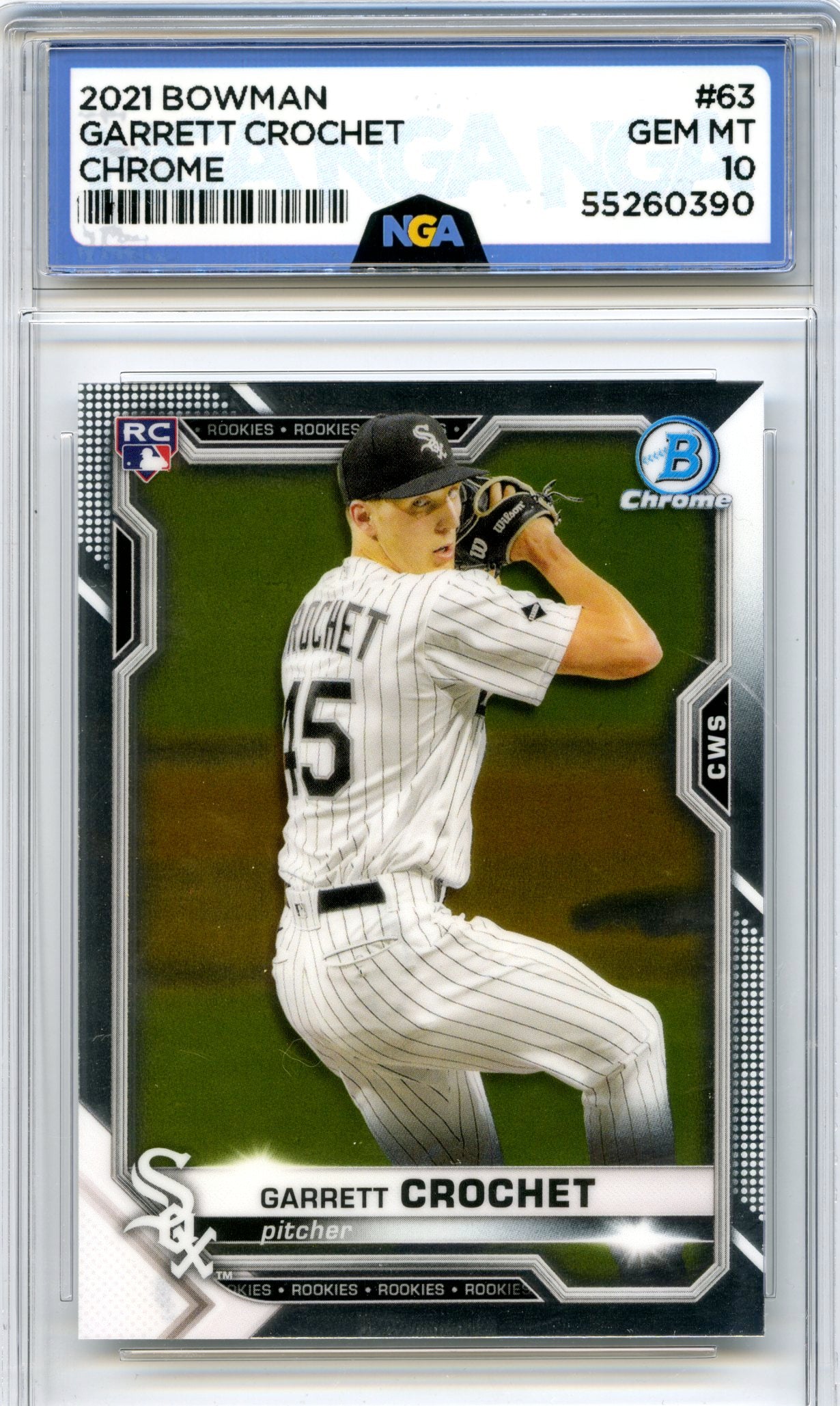 2021 Bowman Chrome #63 Garrett Crochet NGA 10