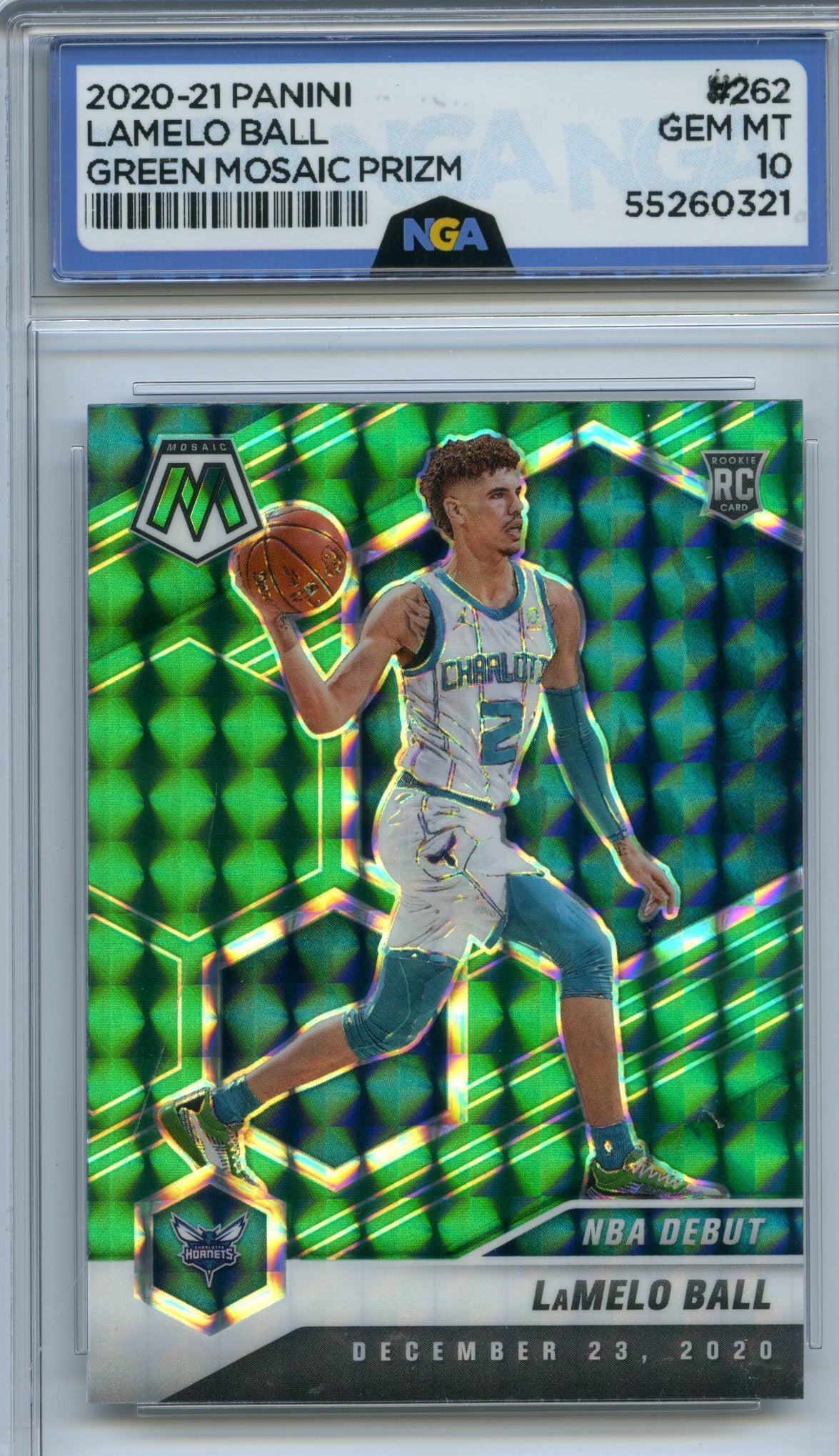 2020-21 Panini Mosaic #262 LaMelo Ball Mosaic Geen NGA 10