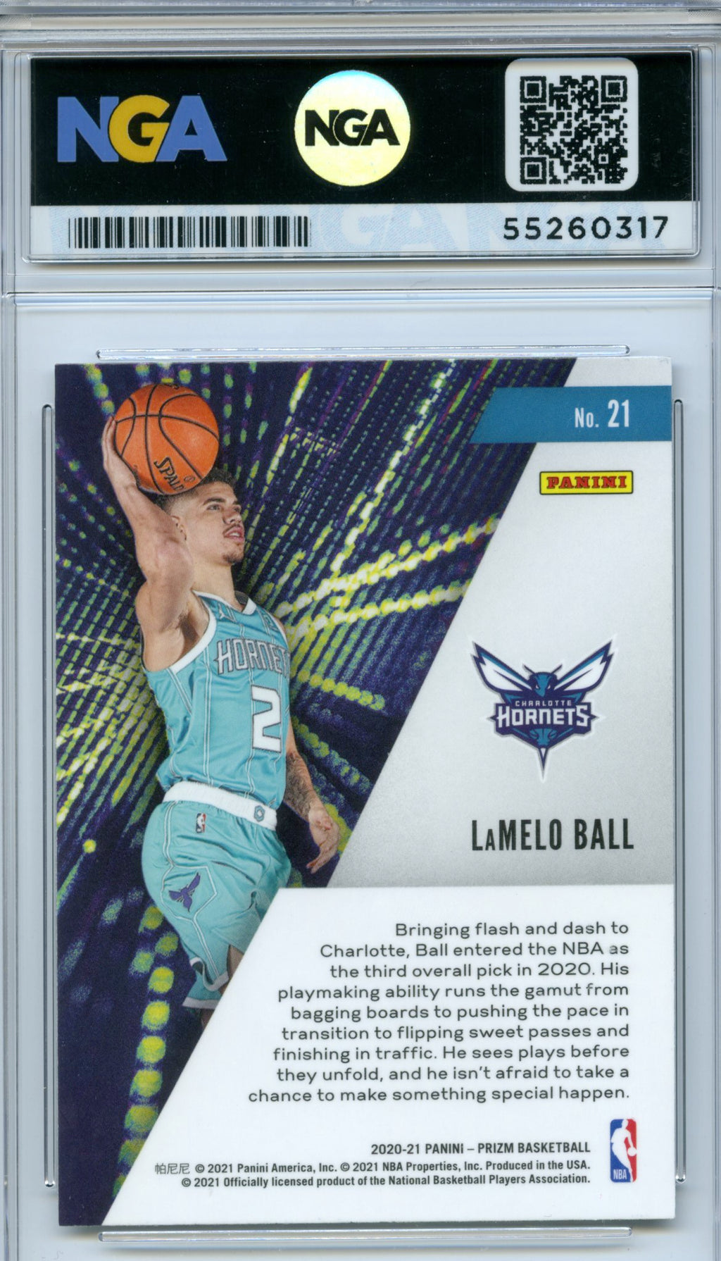 2020-21 Panini Prizm #21 LaMelo Ball Instant Impact NGA 10