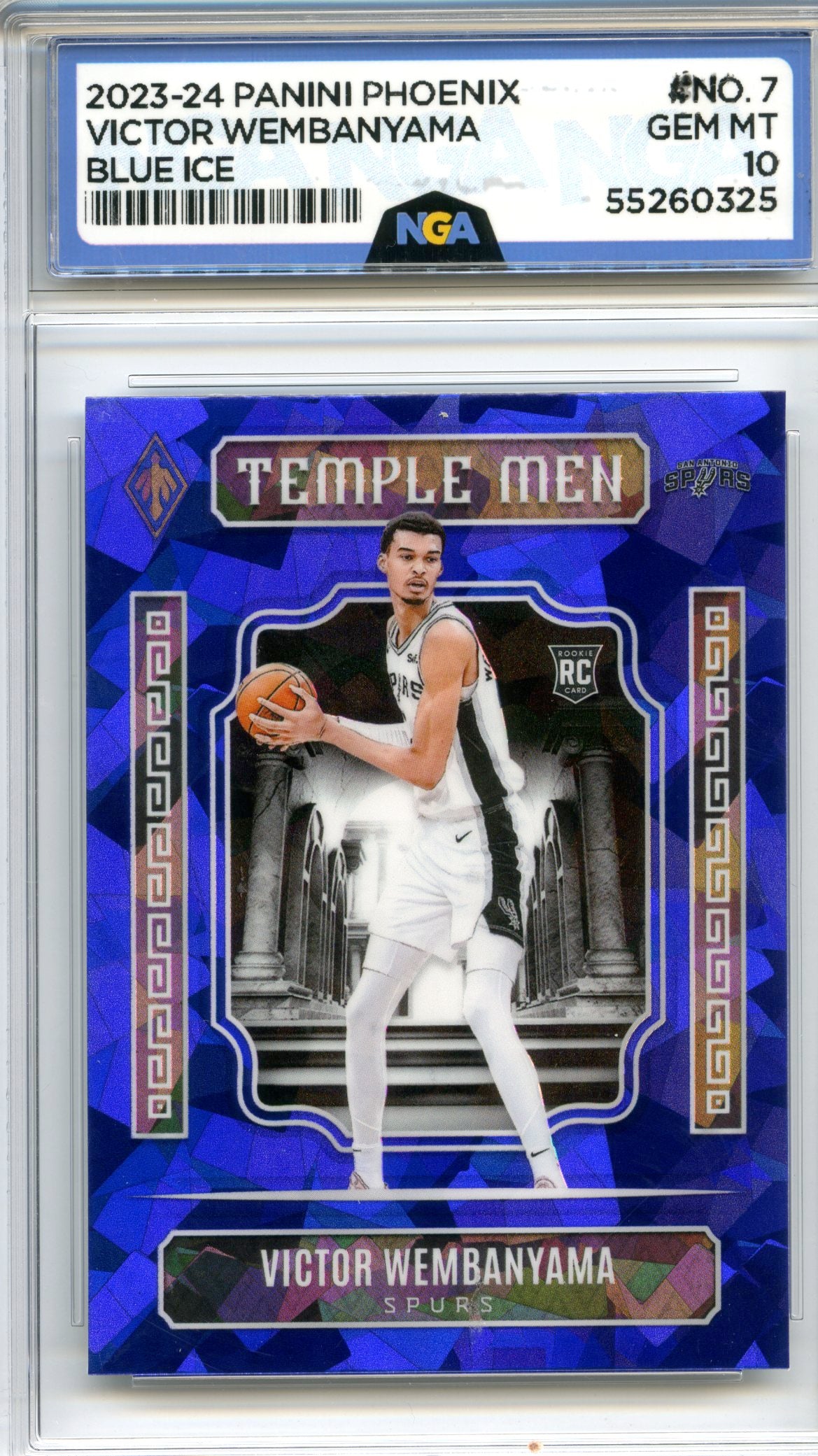 2023-24 Panini Phoenix #7 Victor Wembanyama Temple Men Phoenix Blue Ice NGA 10