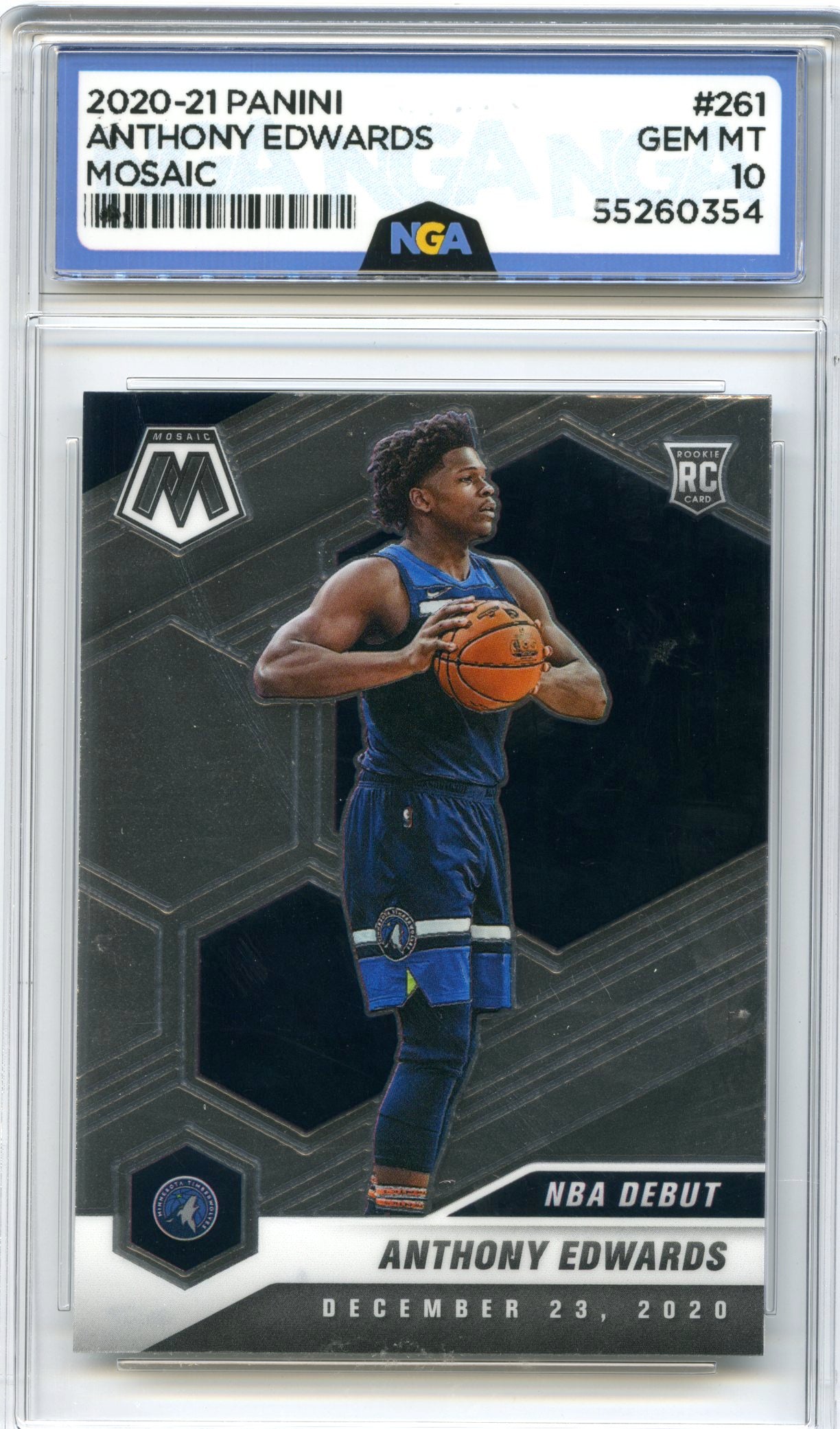 2020-21 Panini Mosaic #261 Anthony Edwards Mosaic NGA 10