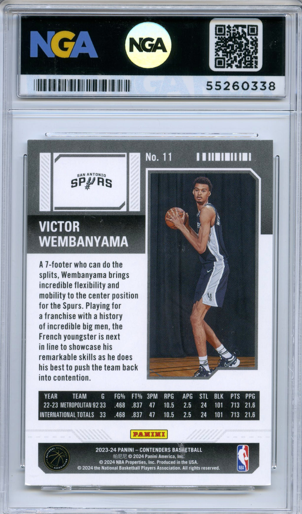 2023-24 Panini Contenders #11 Victor Wembanyama Game Ticket Green NGA 10