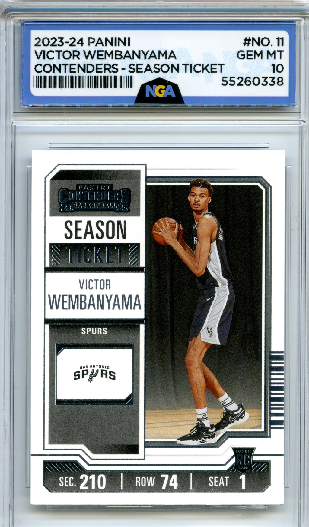 2023-24 Panini Contenders #11 Victor Wembanyama Game Ticket Green NGA 10