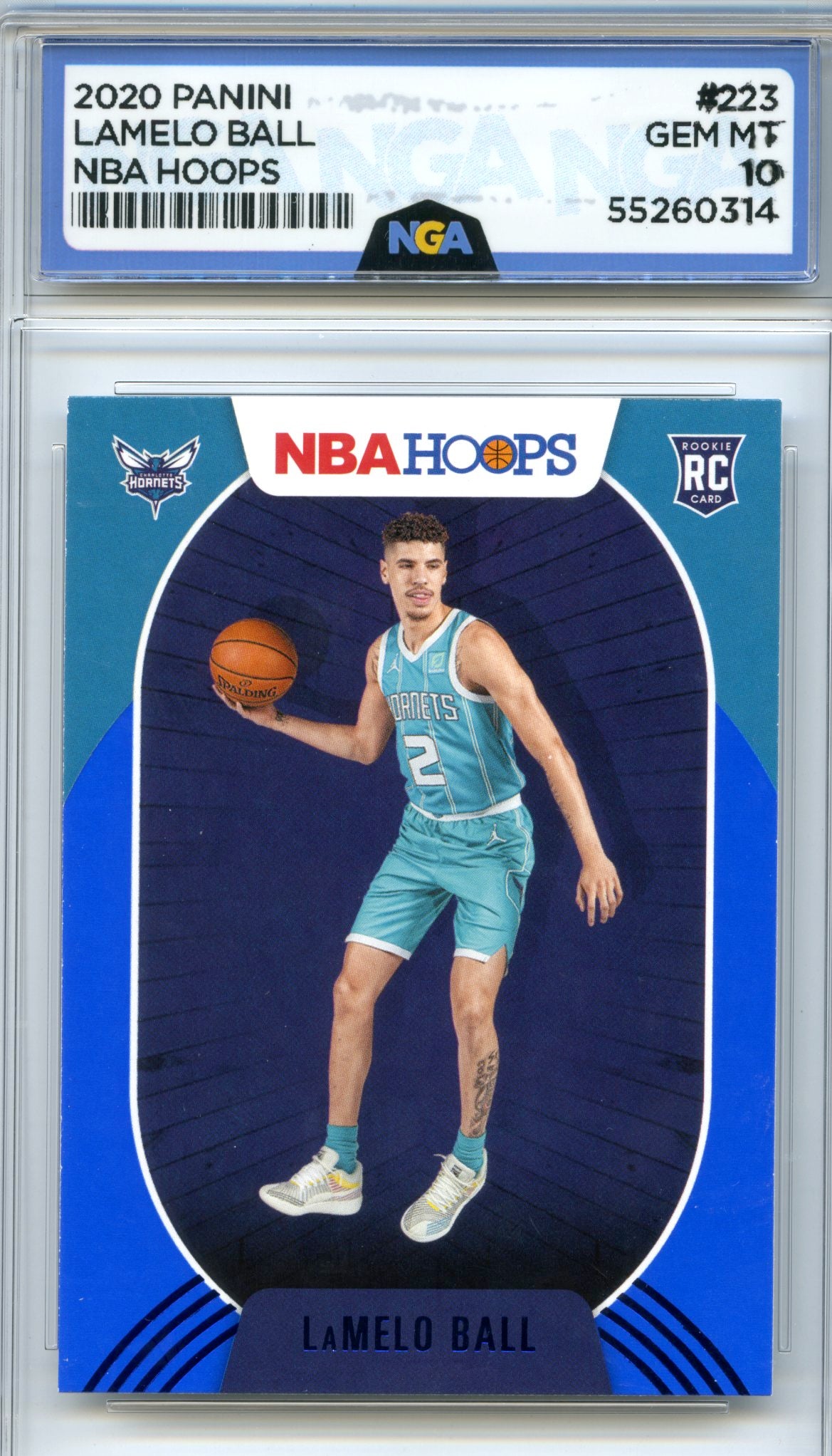 2020-21 Hoops #223 LaMelo Ball Purple NGA 10
