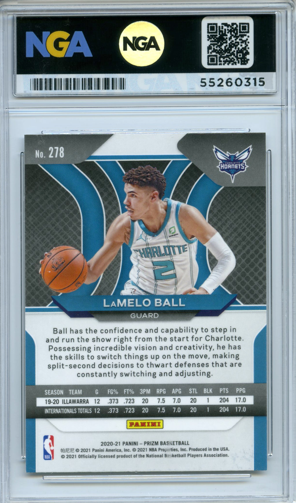 2020-21 Panini Prizm #278 LaMelo Ball NGA 10