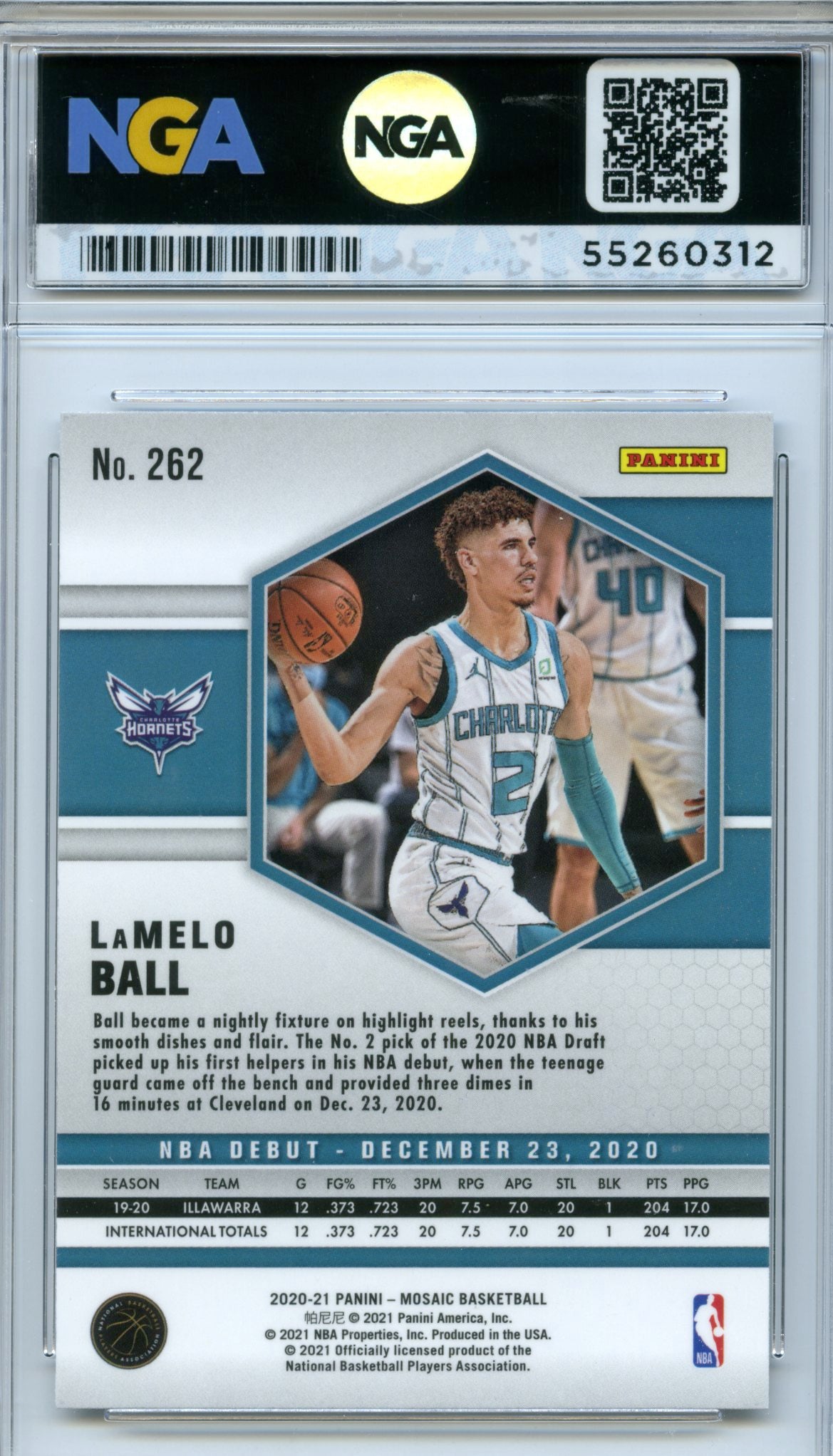 2020-21 Panini Mosaic #262 LaMelo Ball NGA 10