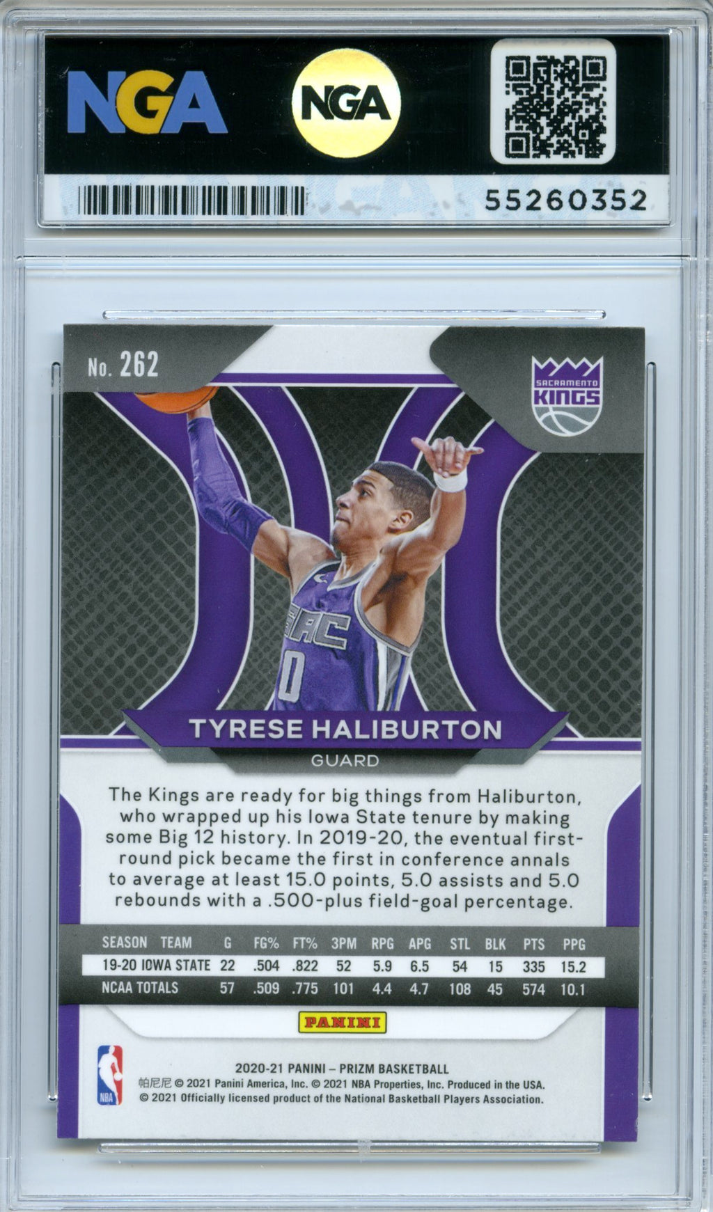 2020-21 Panini Prizm #262 Tyrese Haliburton NGA 10
