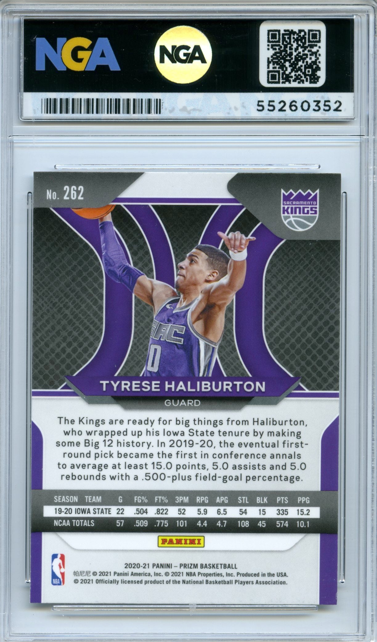 2020-21 Panini Prizm #262 Tyrese Haliburton NGA 10