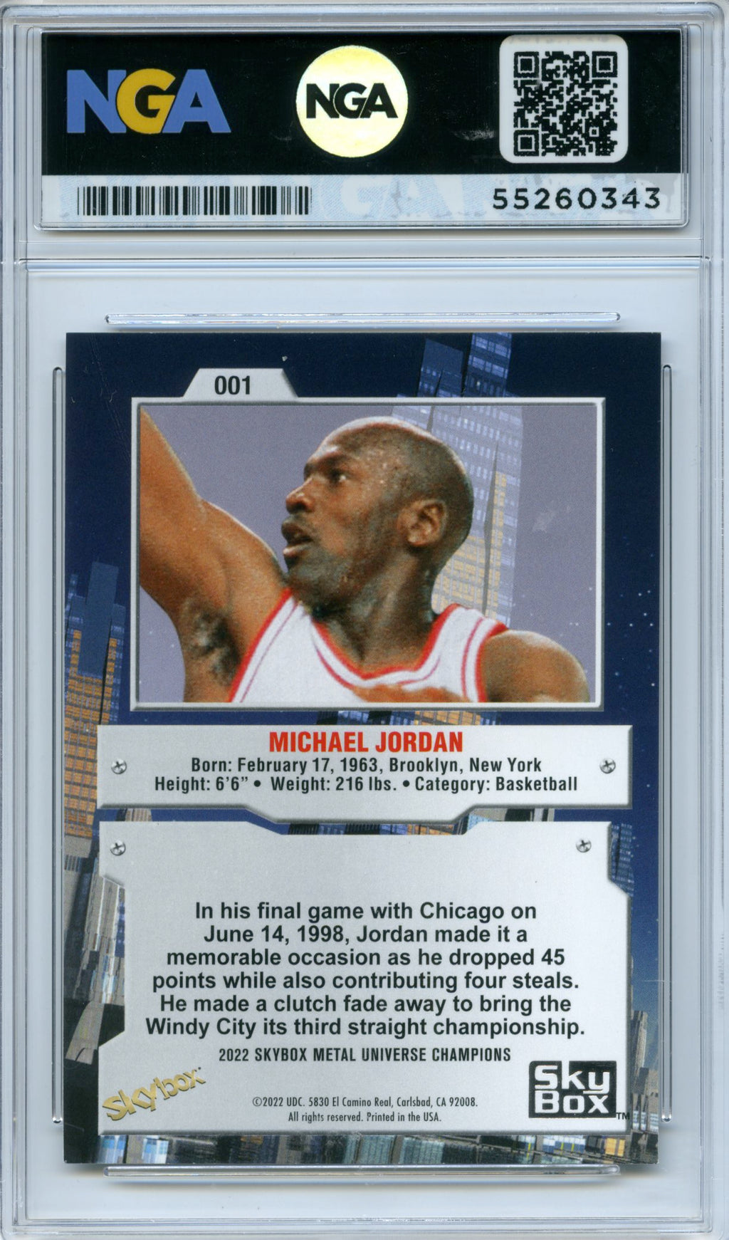 2022 SkyBox Metal Universe Champions #001 Michael Jordan NGA 10