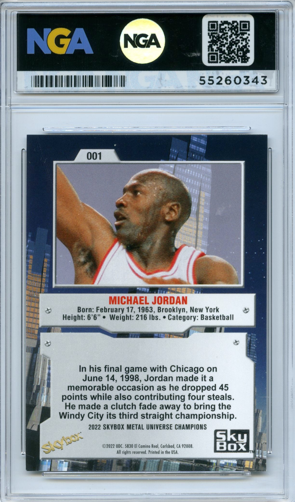 2022 SkyBox Metal Universe Champions #001 Michael Jordan NGA 10